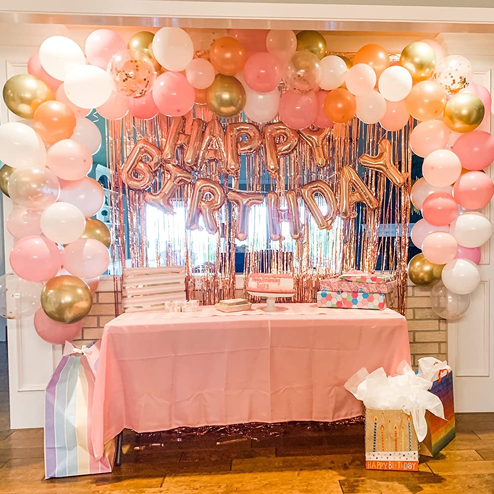 Rose Gold Balloon Garland Arch Kit - 147 Pieces Rose Gold, Pink, White & Gold Confetti Balloons for Baby Showers, Weddings, Birthdays, Graduations | Party Backdrop Decor for Bachelorette, Anniversary & Special Events