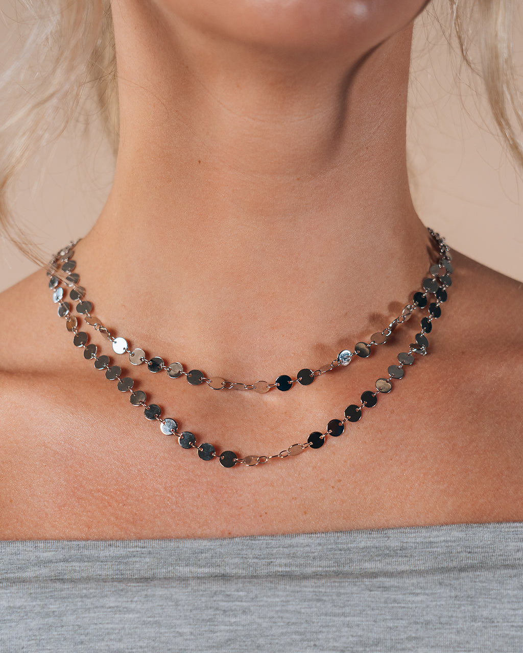 Elegant Round Disk Pendant Necklace with Long Chain - Perfect for Women's Fashion, Layering & Everyday Wear