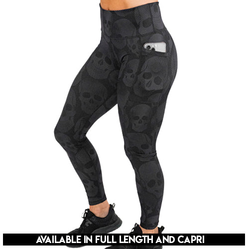 Stylish Silhouette Skulls Leggings - Trendy Printed Yoga Pants for Women - Perfect for Workouts, Halloween Costumes & Gothic Fashion