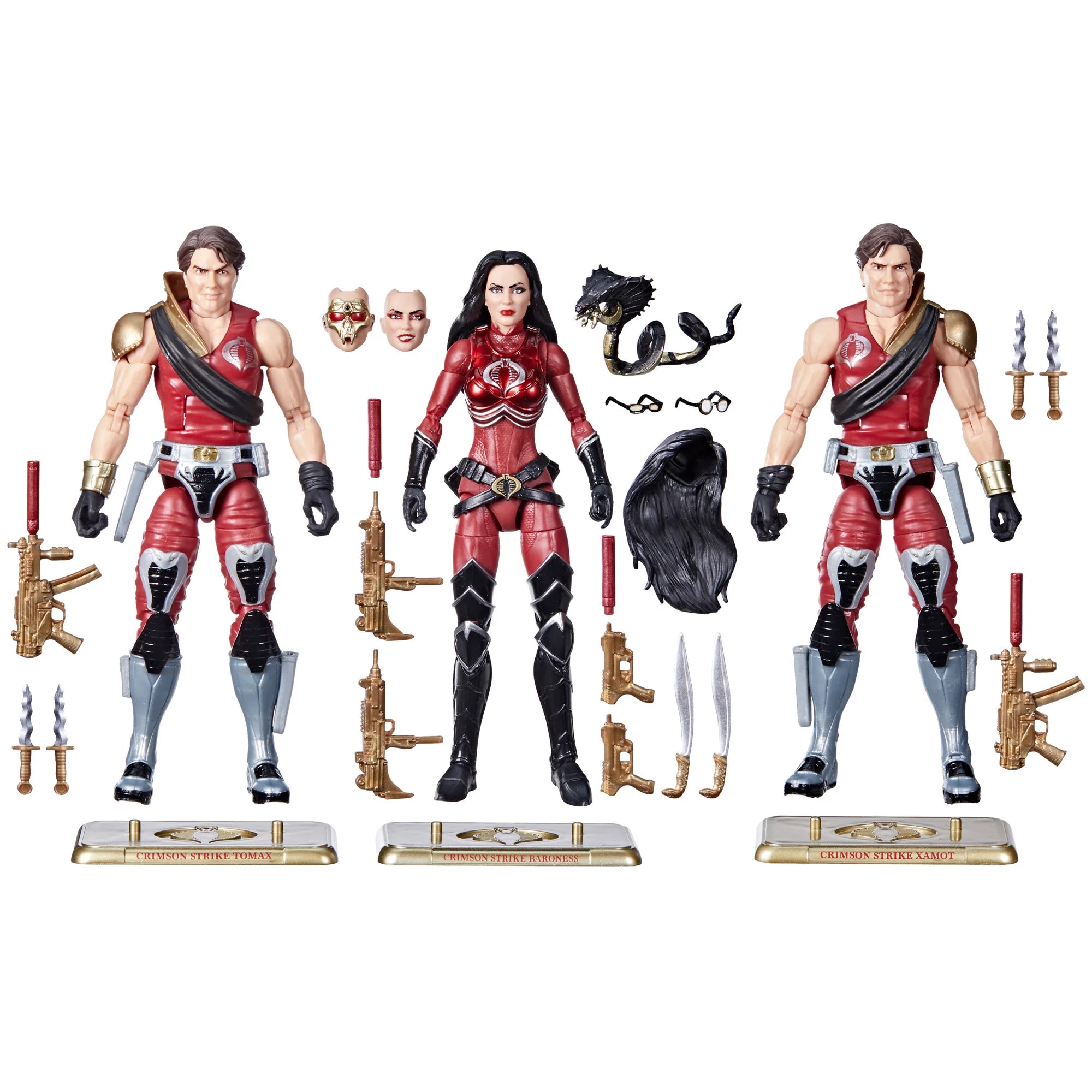 G.I. Joe Classified Series Crimson Strike Team Action Figures - Baroness, Tomax & Xamot Collectible Set for Display & Play | Perfect for Fans & Collectors