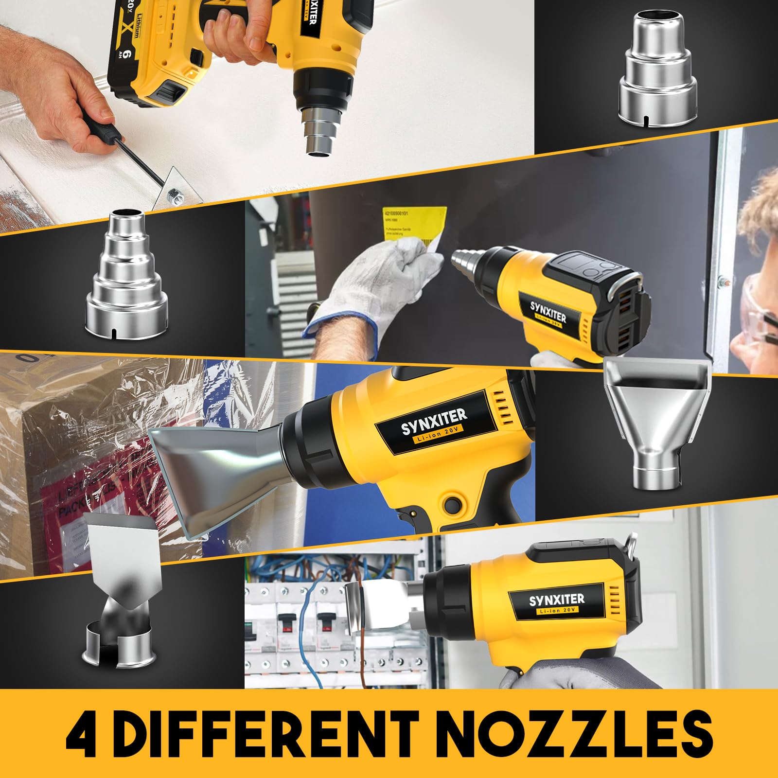 DeWalt 20V Cordless Heat Gun - 350W Fast Heating Soldering Tool with LED Light, 122°F-1022°F Adjustable Temperature & 4 Nozzles - Perfect for Crafts, Shrink Wrapping, DIY Projects (Battery Not Included)
