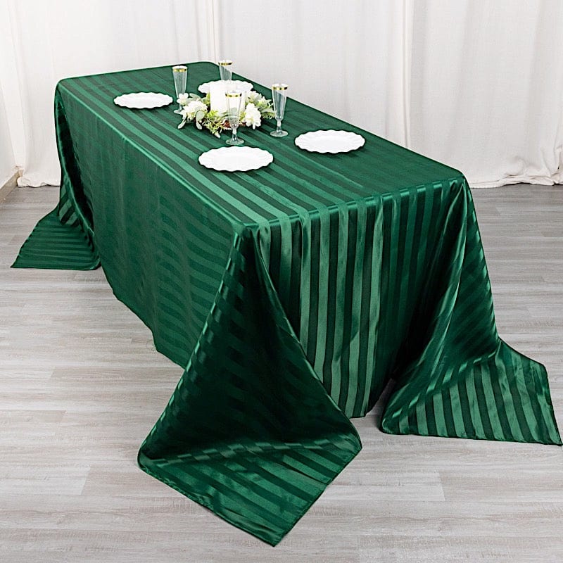 90x132 Inch Striped Satin Rectangular Tablecloth - Elegant Wedding Banquet Table Linen for Formal Dinners, Parties & Special Events