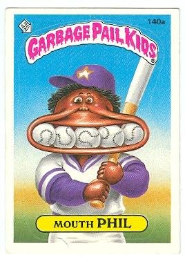 Vintage 1986 Topps Garbage Pail Kids Sticker Trading Card #140A Mouth Phil - Rare Collectible for Card Game Enthusiasts & 80s Nostalgia Fans