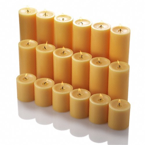 Richland® Yellow Pillar Candles - Set of 18 Long-Lasting Premium Candles for Weddings, Parties & Home Decor | Unscented Decorative Candles for Centerpieces & Romantic Ambiance