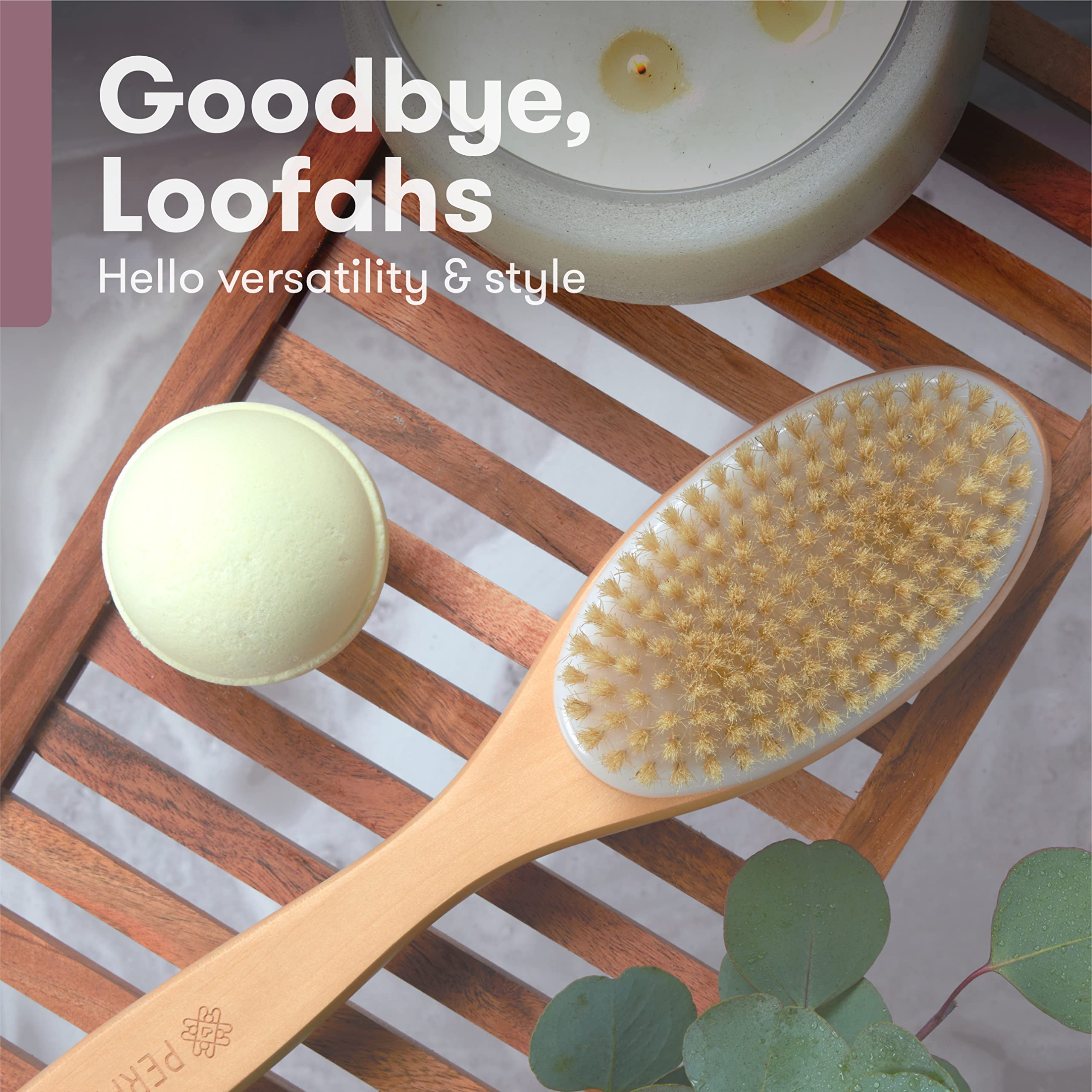Perfecore Nellam Dry Body Brush - Exfoliating Body Scrub Brush for Bath & Shower with Thick Bristles for Lymphatic Drainage, Cellulite Reduction & Skin Health - Perfect for Spa, Self-Care & Detox Routines