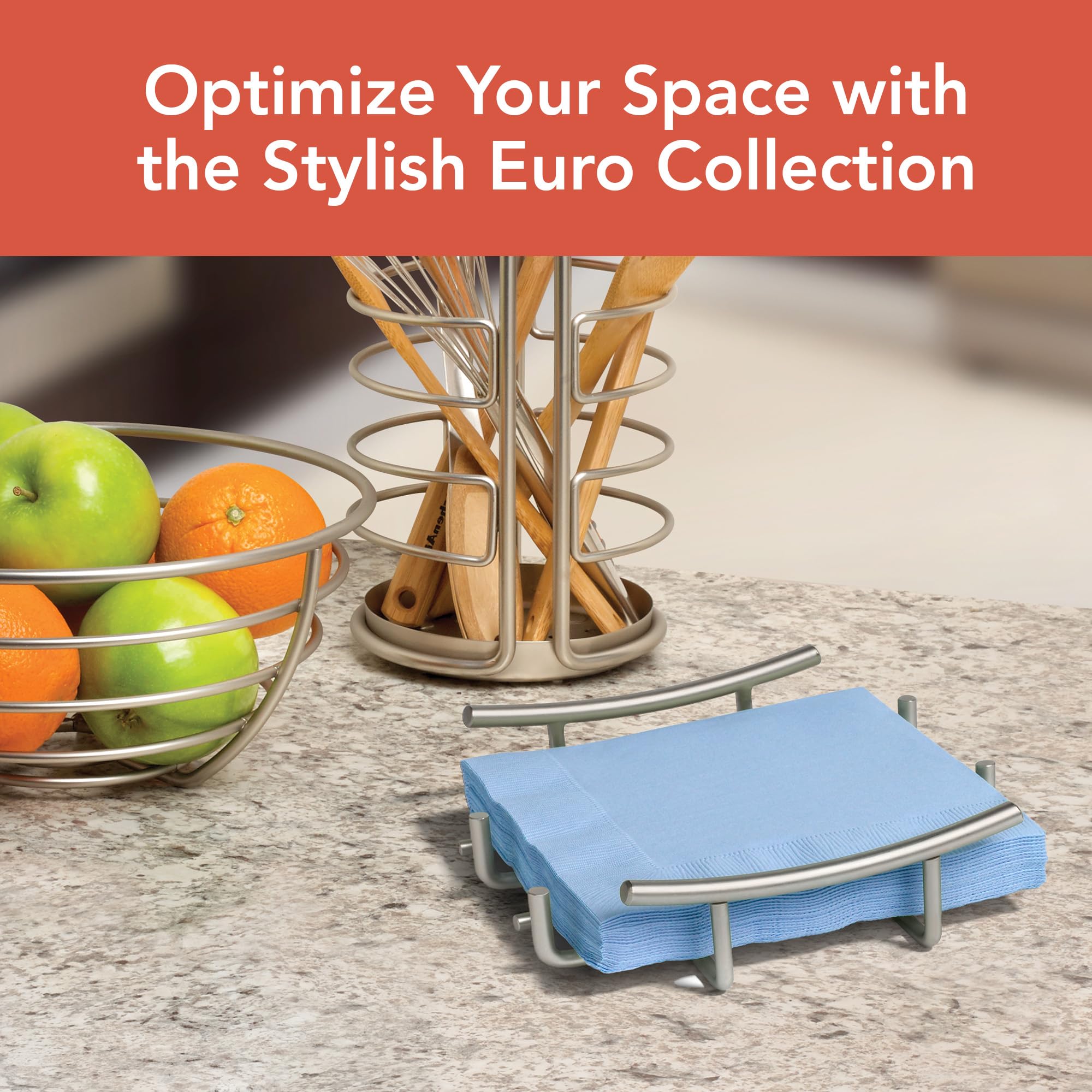 Spectrum Diversified Euro Flat Paper Napkin Holder - Stainless Steel Napkin Dispenser for Dining Table, Kitchen Counter, Restaurant | Modern Home Decor & Space Saving Organization Solution (Perfect for Dinner Parties, Family Gatherings & Daily Use)
