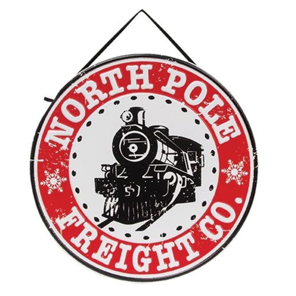 Vintage North Pole Freight Co. Embossed Metal Sign - Rustic Wall Decor for Home, Bar, Garage & Man Cave - Perfect for Christmas & Holiday Themed Rooms