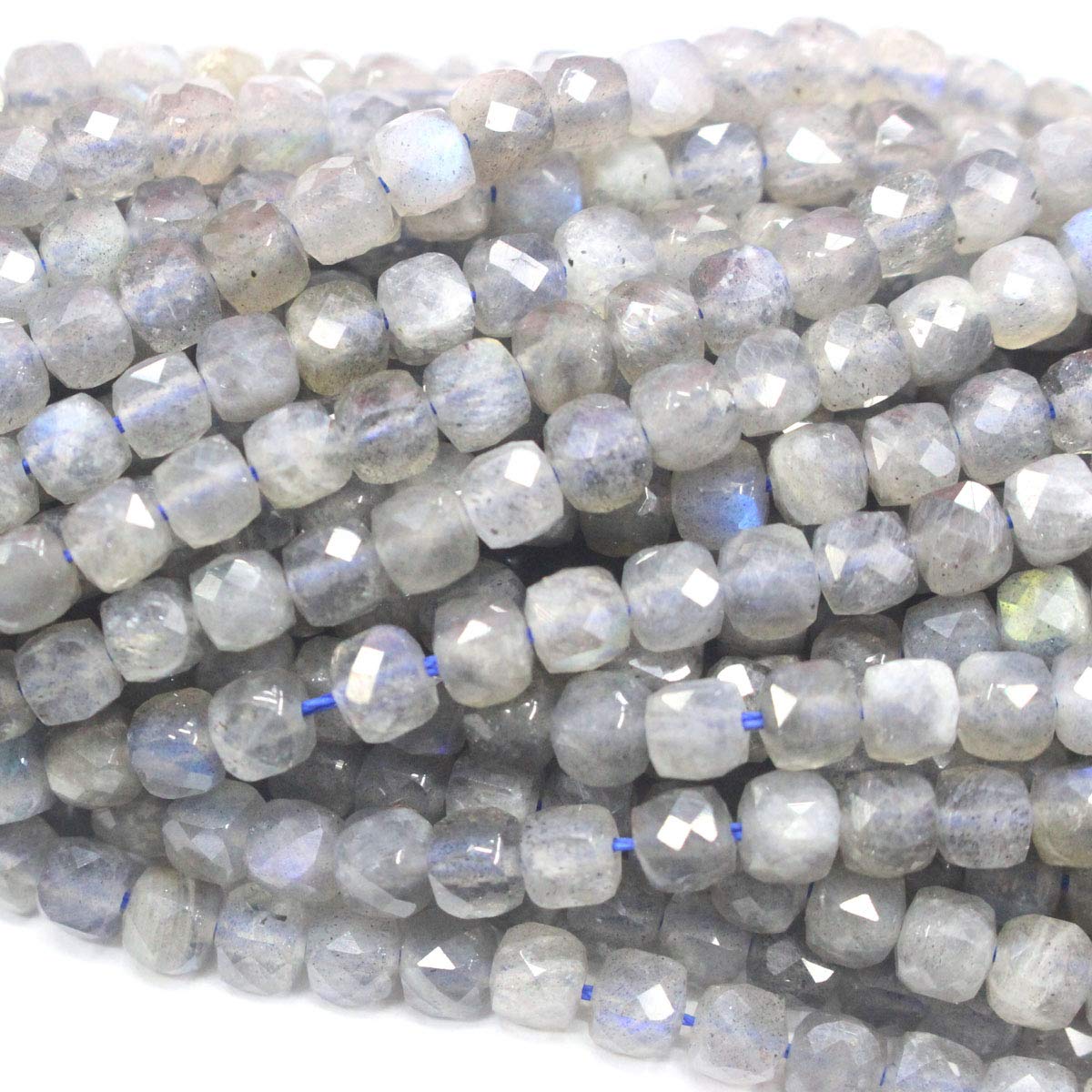 Tacool 4mm Natural Labradorite Faceted Cube Beads for DIY Jewelry Making - Loose Gemstone Beads for Bracelets, Necklaces & Craft Projects