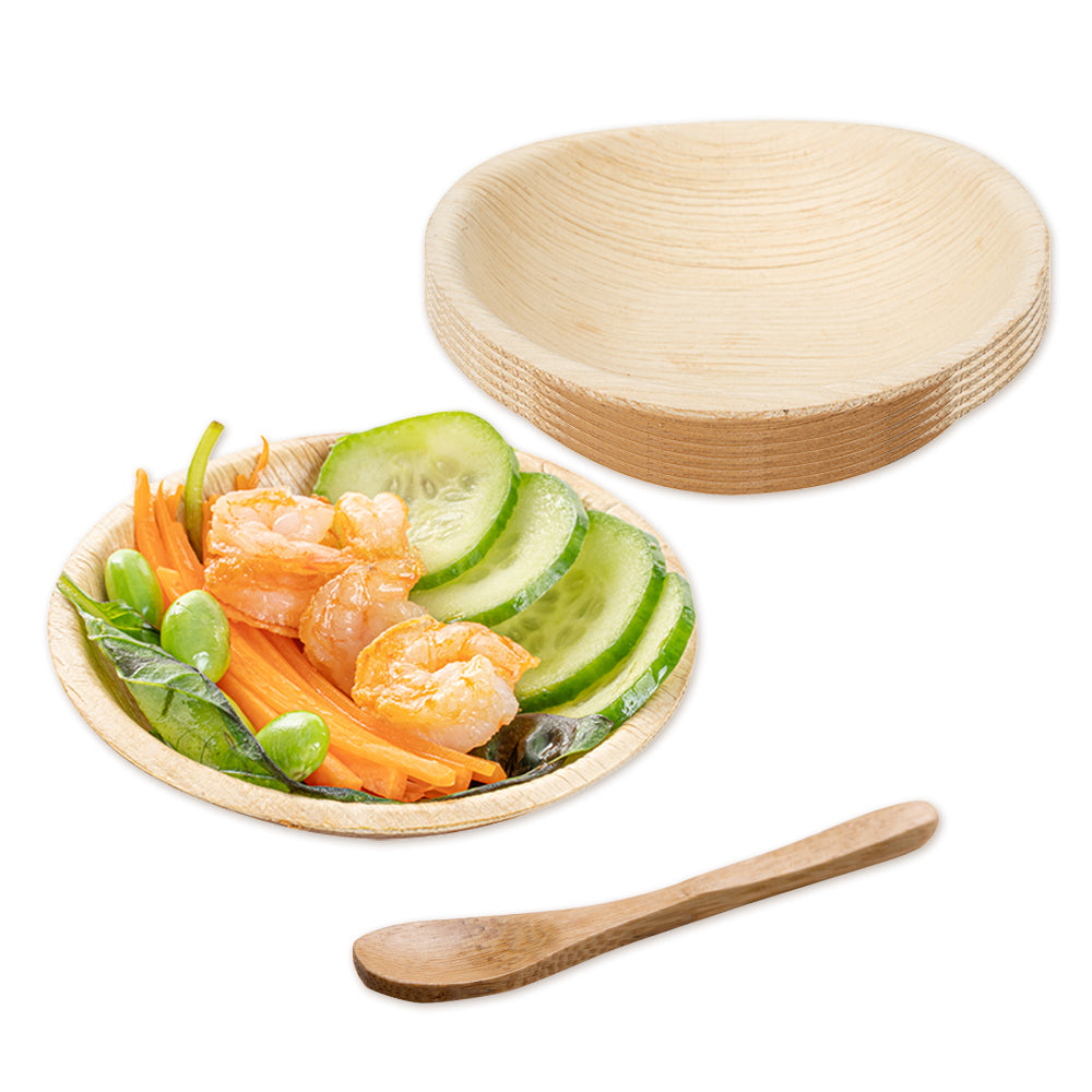 100-Pack 4oz Eco-Friendly Palm Leaf Bowls & 100-Pack 3.5
