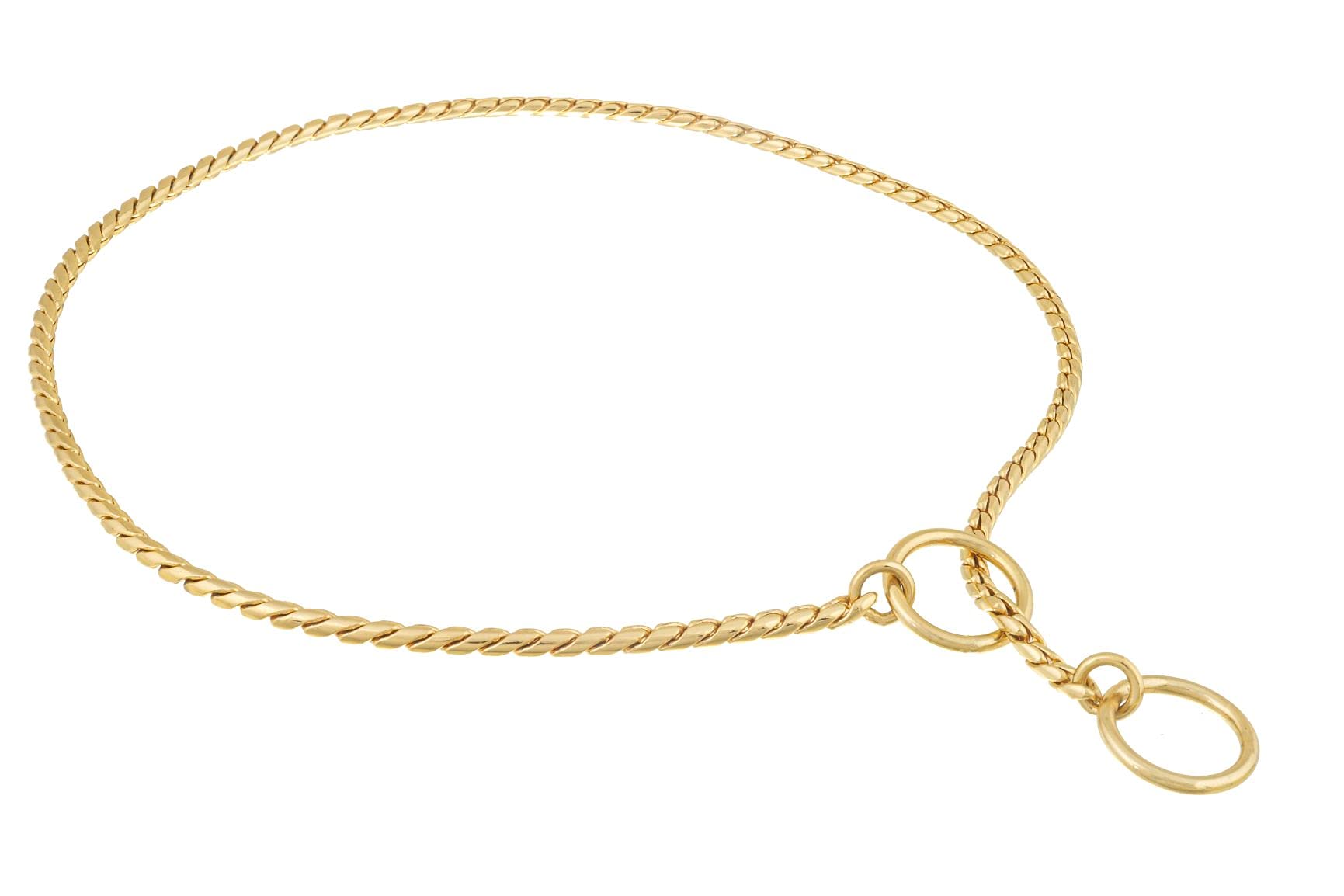 Premium Alvalley Brass Snake Chain Dog Collar - Adjustable Slip Collar for Toy, Small, Medium, Large & XL Dogs - 22