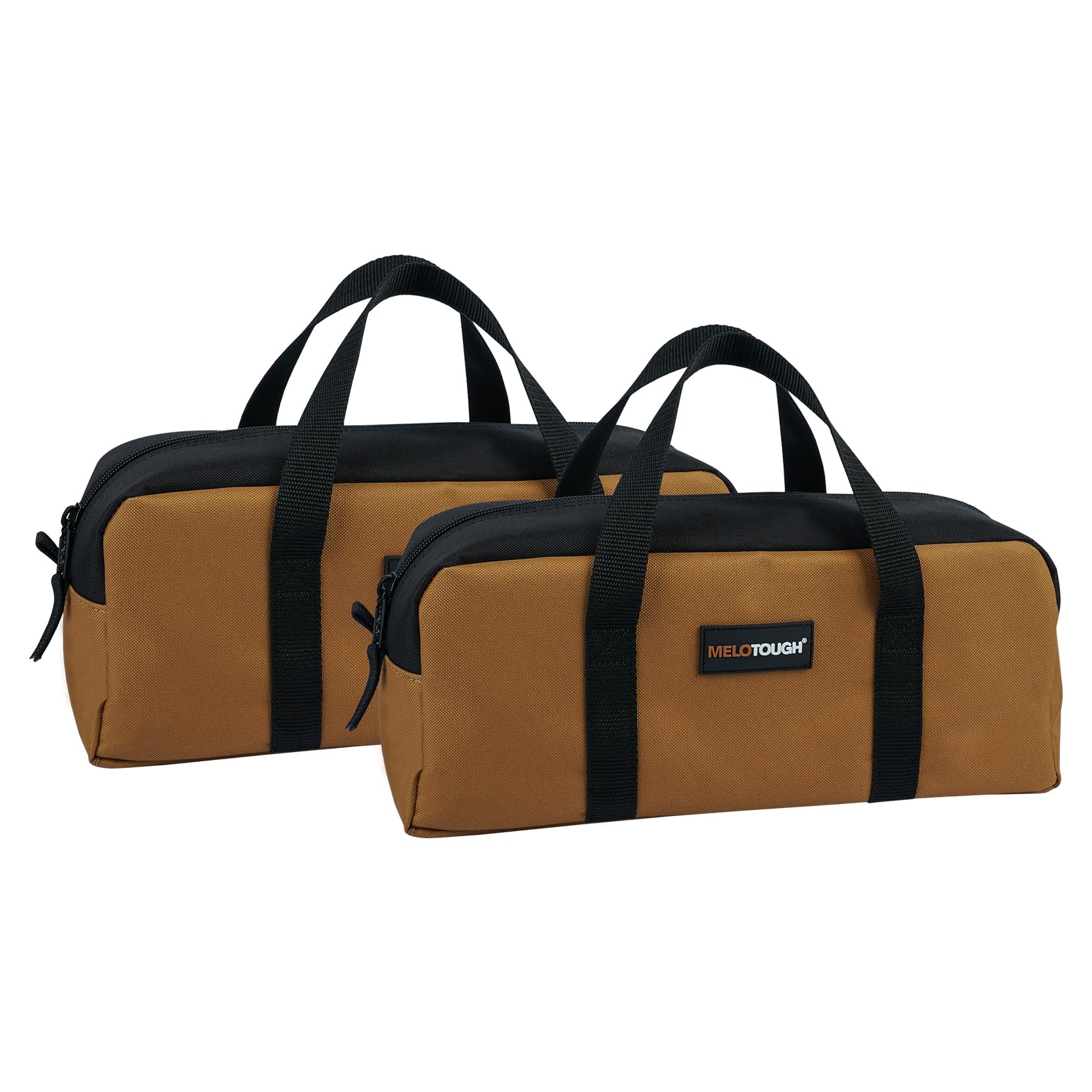 **MELOTOUGH 14 Inch Heavy Duty Canvas Tool Tote Bag with Zipper – Durable Portable Tool Organizer for Electricians, HVAC, Carpenters, Mechanics & Plumbers (Tan) – Perfect for Worksites, Home Repairs & DIY Projects**