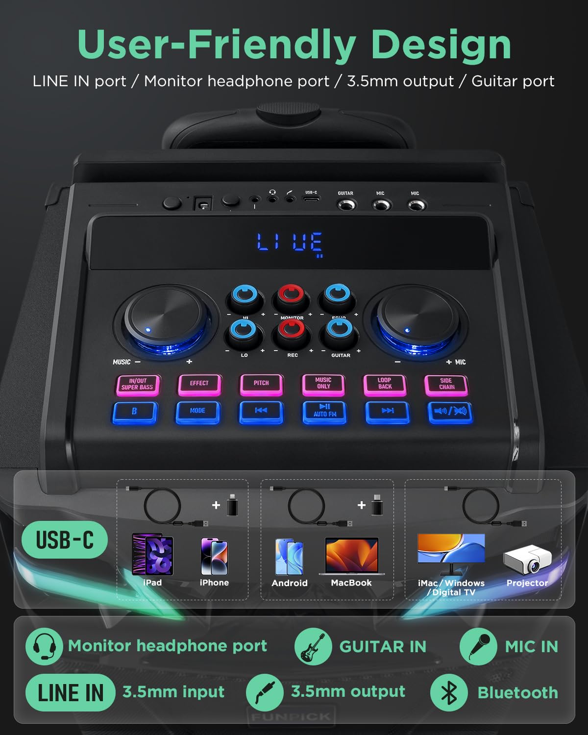 Portable Karaoke Machine for Adults with 10