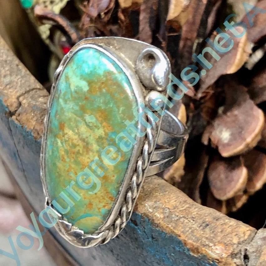 Authentic Navajo Turquoise Ring - Sterling Silver Size 9.5 & 10 - Handmade Native American Jewelry for Women - Perfect for Boho Fashion, Gift Giving & Special Occasions