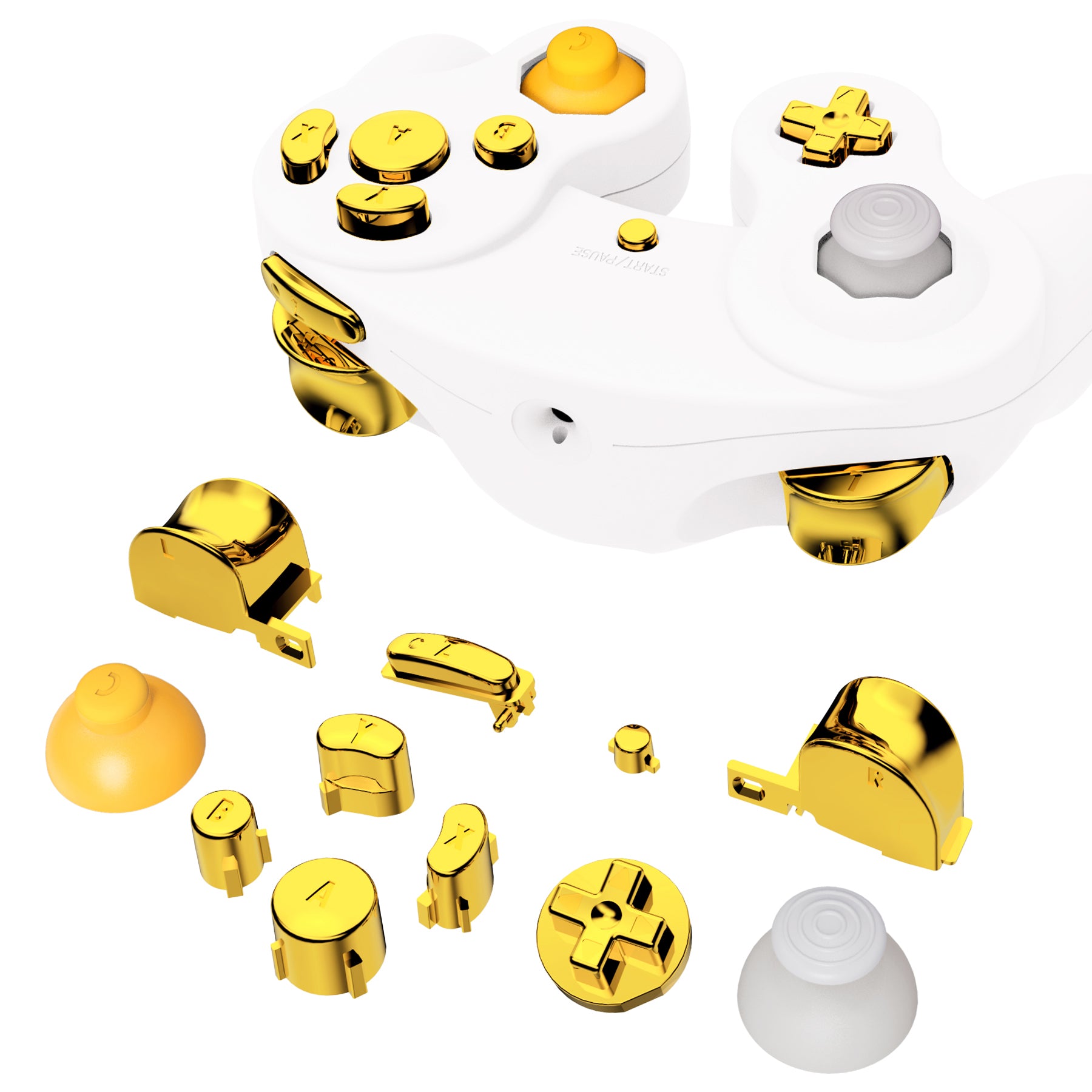 eXtremeRate DIY Replacement Full Set Buttons & Thumbsticks for Nintendo GameCube Controller (NGC) - Chrome Gold | Custom Gaming Controller Parts for Enhanced Gameplay Experience