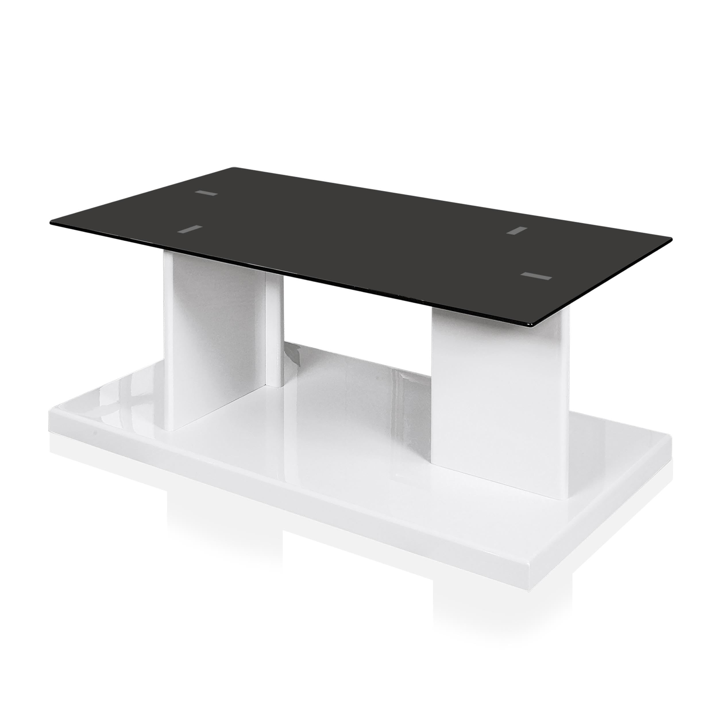 White Thame Glass Top 2-Piece Coffee Table Set for Living Room