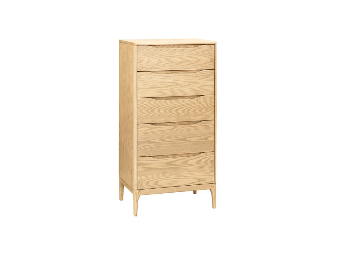 5-Drawer Slimline Dresser for Bedroom - Modern Wooden Chest of Drawers for Closet Organization & Storage | Perfect for Small Spaces, Apartments, Dorm Rooms