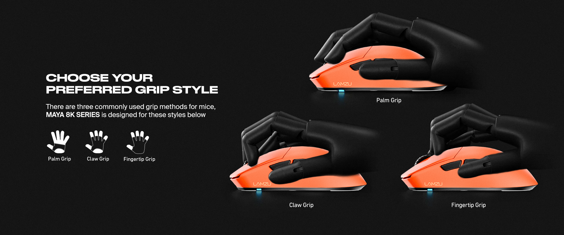 Fnatic x Lamzu Maya 8K Wireless Gaming Mouse - Ultra-Light 49g, 8K Polling Rate, Optical Switches - Perfect for Esports, FPS & MOBA Gaming