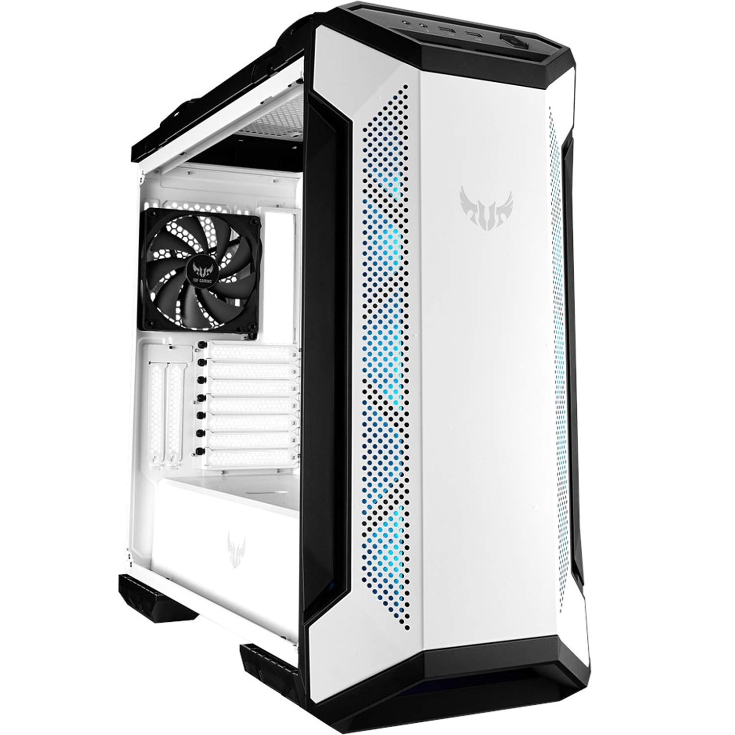 ASUS TUF Gaming GT501 White Mid-Tower PC Case - Supports EATX Motherboards, 2x USB 3.1 Ports, Tempered Glass Side Panel, 4 Pre-Installed Fans | Perfect for Gaming PC Builds, Streaming Setups & High-Performance Workstations