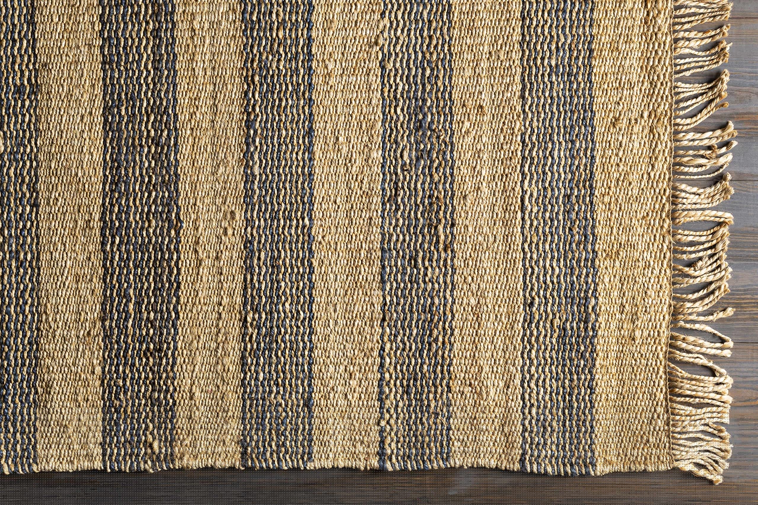 Hauteloom Stapleford Jute Area Rug 2' x 3' - Navy, Cream, Tan - Traditional & Transitional Style - Perfect for Living Room, Bedroom, Home Office - Soft Natural Fiber Floor Mat for Cozy Home Decor