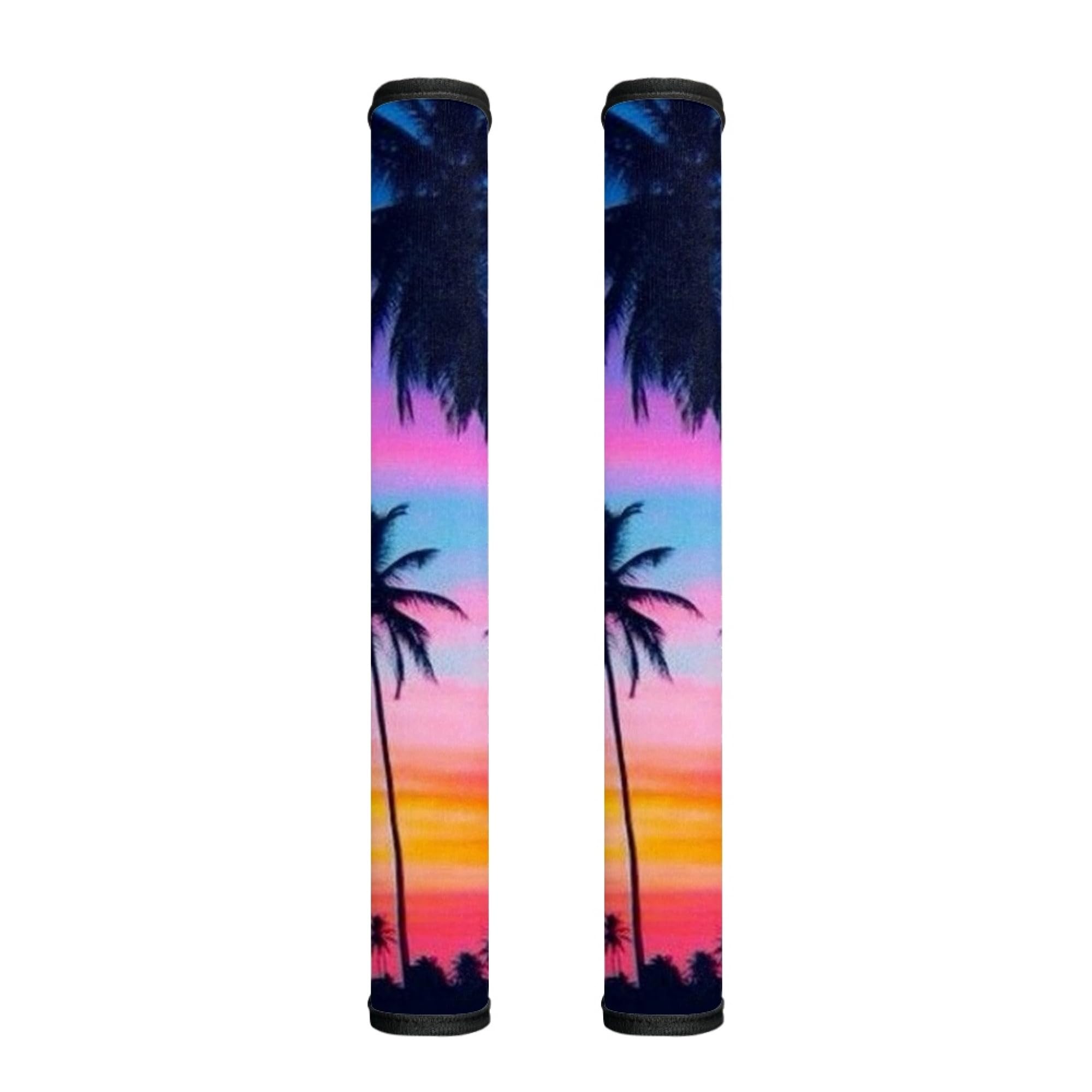 2 Pack Palm Tree Print Luggage Handle Wrap - Comfortable Grip Cover for Suitcases & Travel Bags (Ideal for Vacation, Beach Trips & Airport Identification) - Men & Women Travel Accessories
