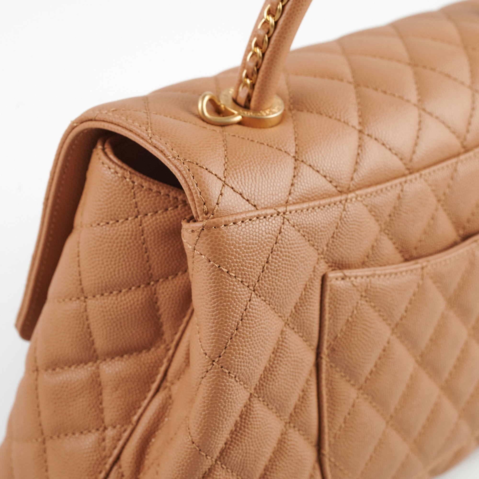 Chanel Medium Caviar Coco Handle Bag in Dark Beige - Luxury Designer Handbag for Women, Perfect for Work, Parties & Special Occasions