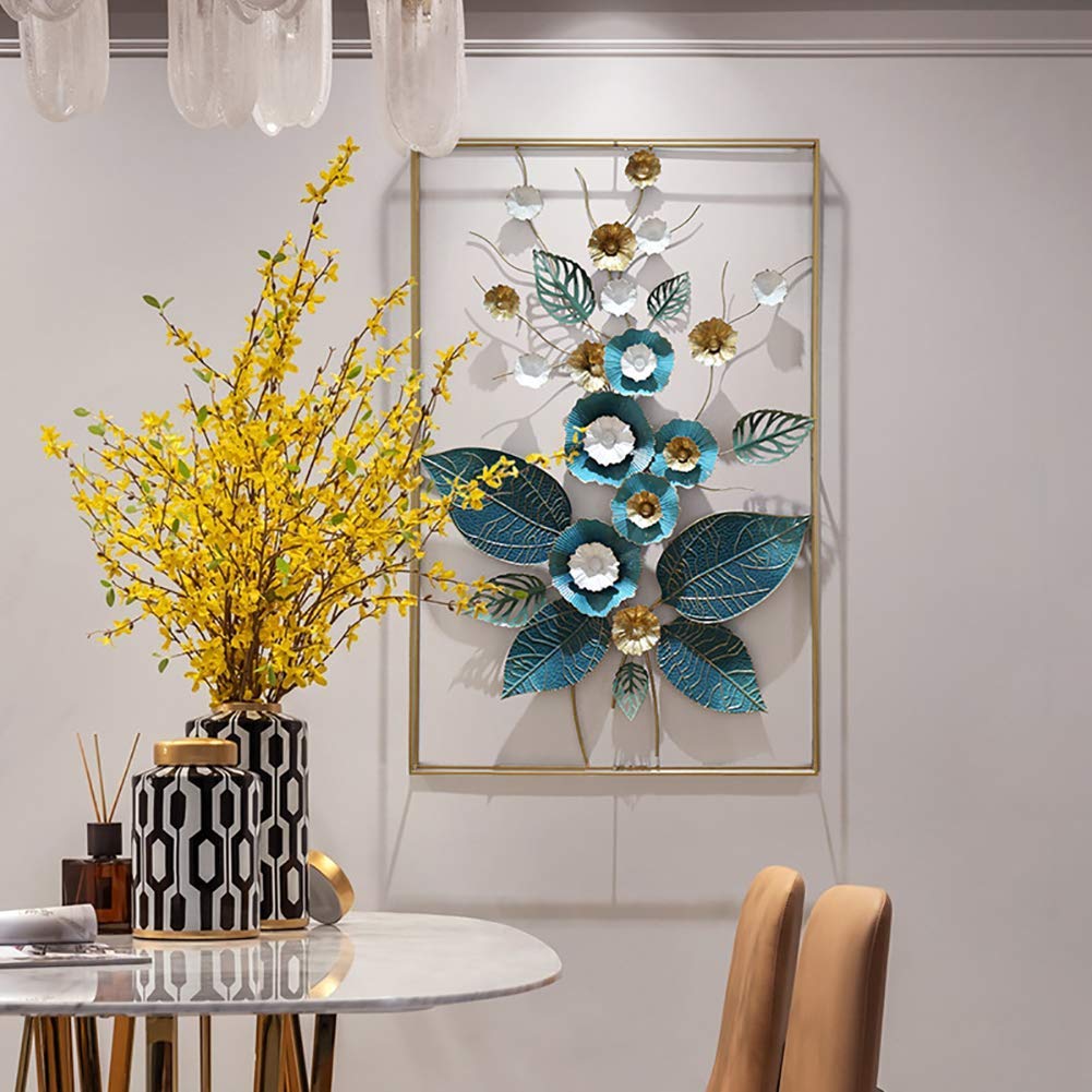 NJOLG 3D Metal Wall Art Decor - Large Oblong Classic Flower Sculpture for Home & Office, Modern Light Gift (128x82cm) | Perfect for Living Room, Bedroom, Dining Room & Office Decor