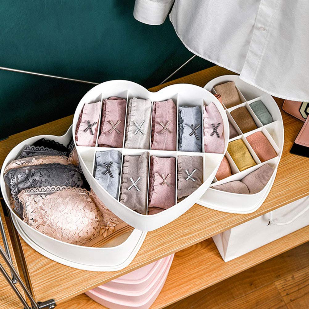 Cabilock 3-Piece Compartment Organizer Box - Drawer Storage for Panties, Socks & Underwear - White Plastic Desk & Closet Organizer - Perfect for Bedroom, Office & Travel Organization