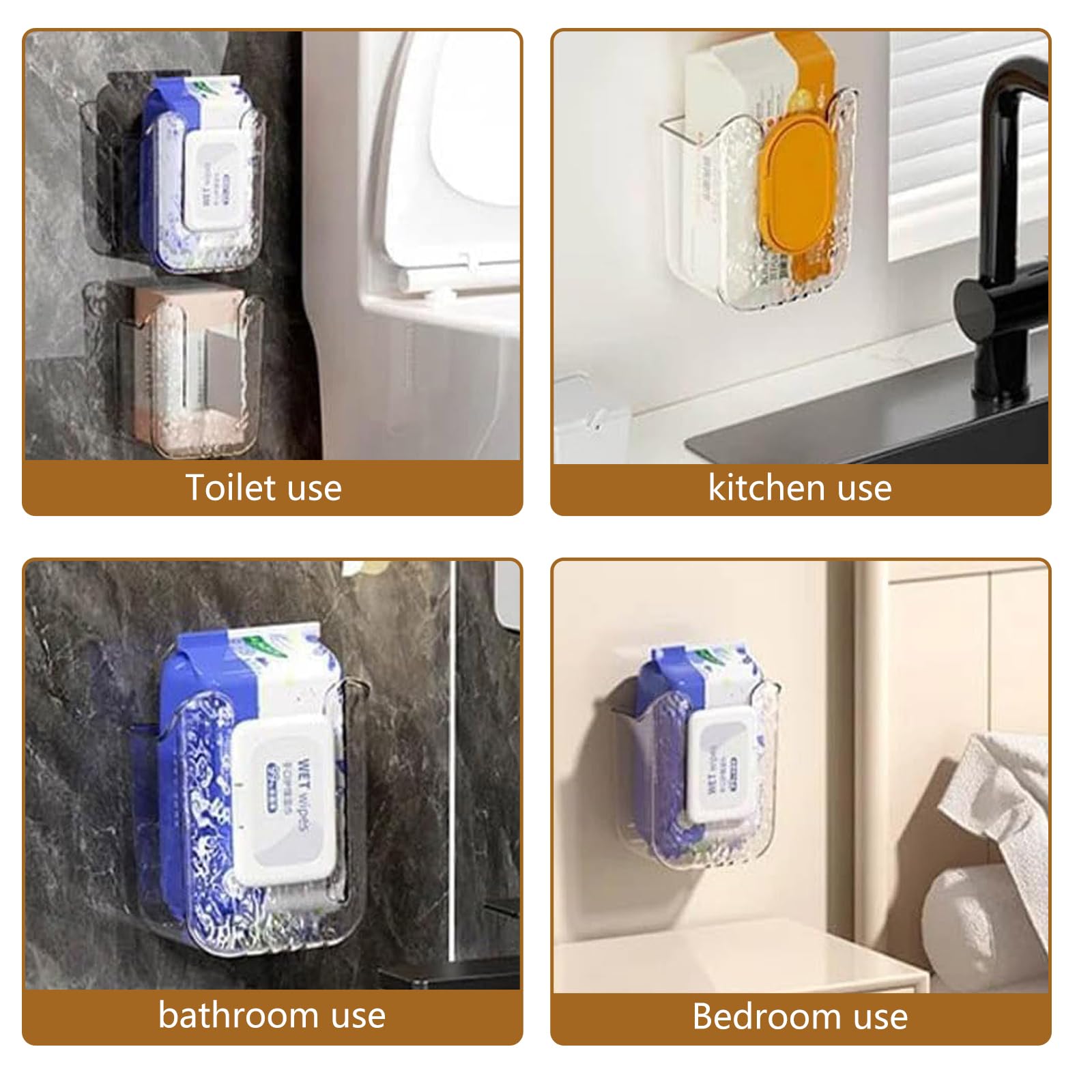 Wall Mounted Wipes Dispenser - No Drill Bathroom & Kitchen Wipe Holder - Punch-Free Installation for Toilet Paper, Baby Wipes & Cleaning Cloths - Space Saving Grey Organizer for Home, Office & Nursery