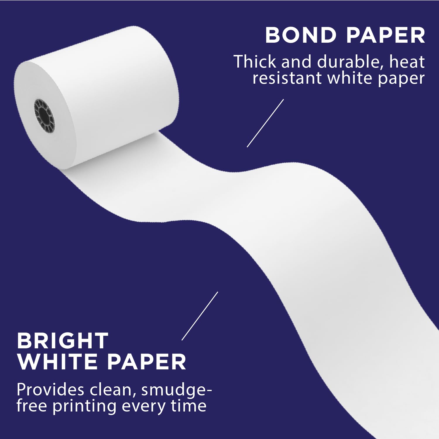 TKP300 Compatible Thermal Printer Paper - 20 Rolls 1-Ply White Bond Paper for Kitchen Printers (Works with TKP300/SNBC/BTP-M300) | Perfect for Restaurant Receipts, Toast Printing & Food Labeling