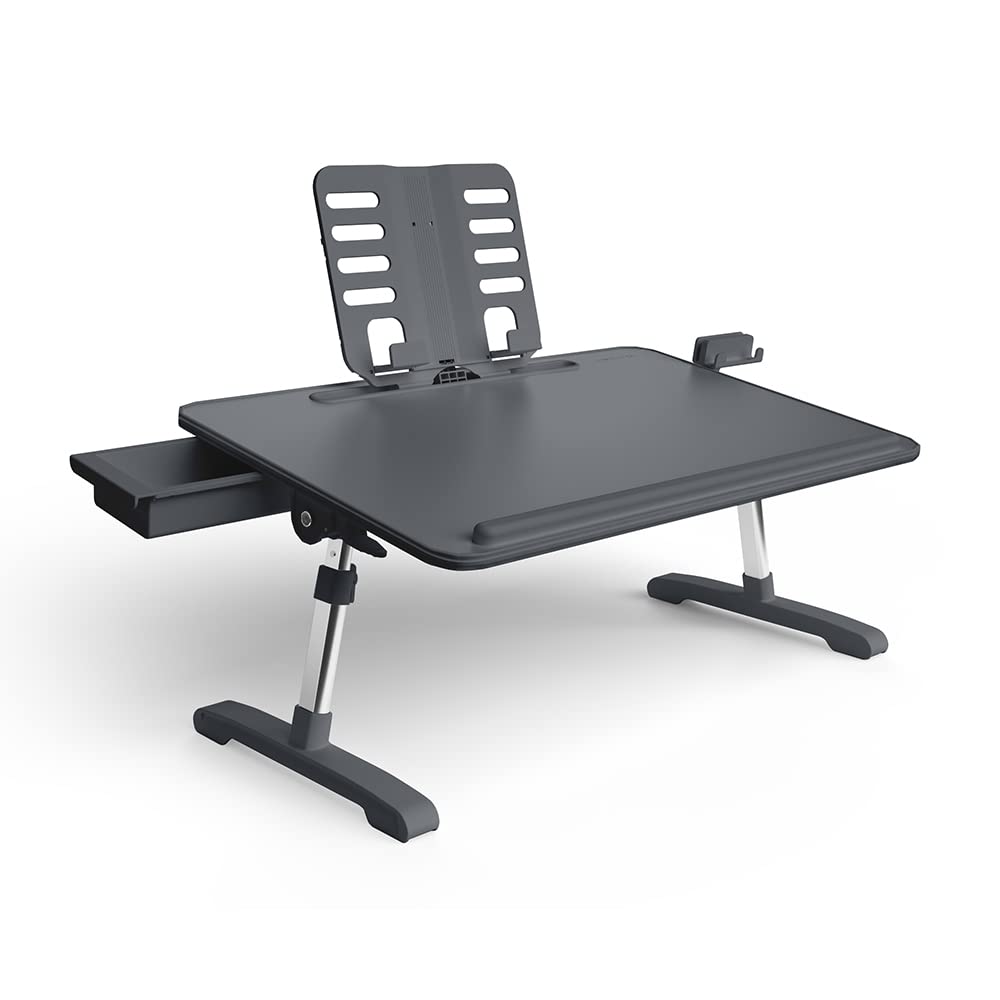 Adjustable Height & Tilt Portable Laptop Desk - Ergonomic Modern Workstation for Home Office, Bed, Couch (Charcoal) | Perfect for Remote Work, Studying, and Gaming