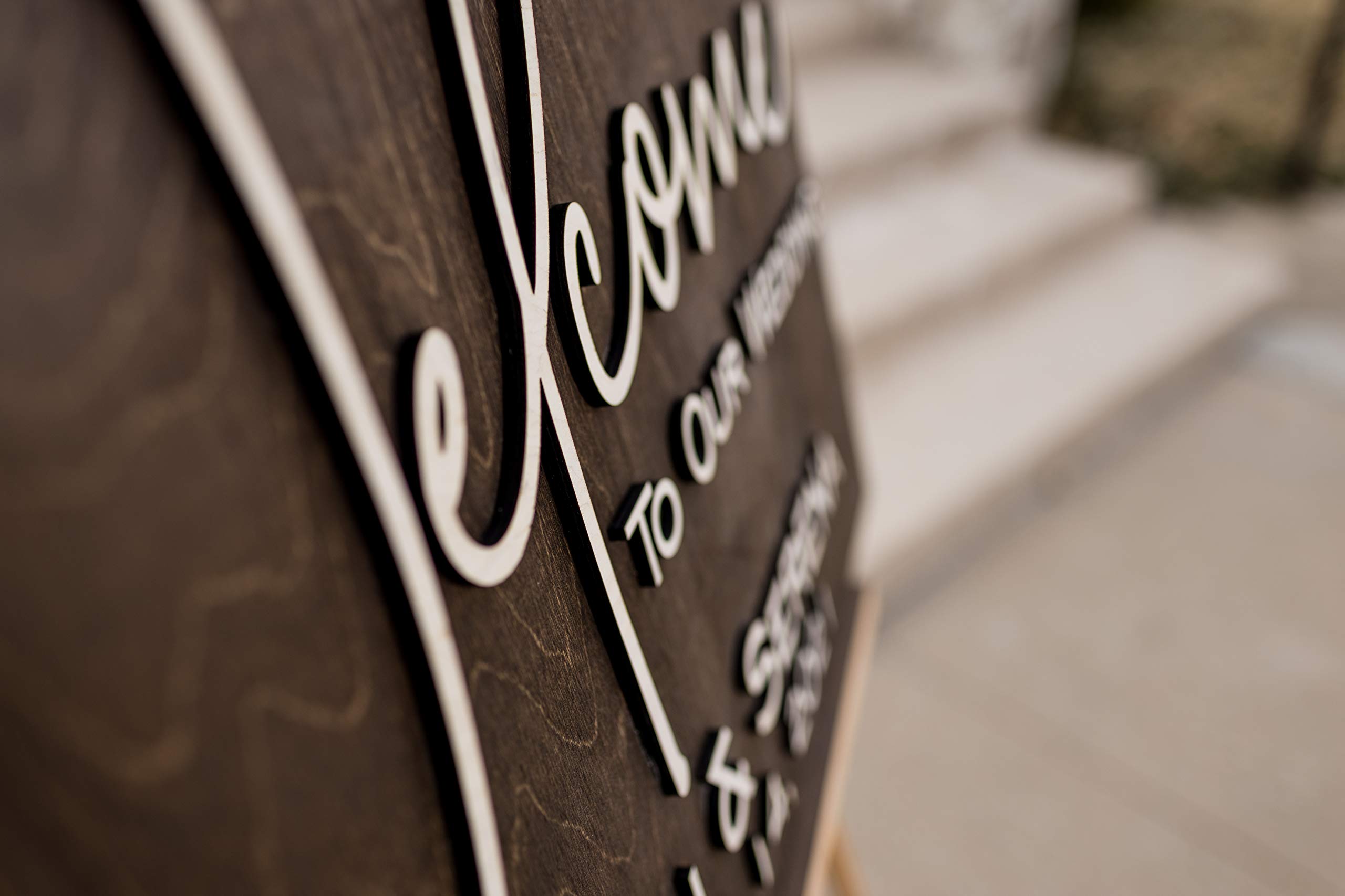 Personalized 3D Wooden Wedding Welcome Sign - Custom with Names & Dates - Laser Engraved Rosefield Design - Perfect for Wedding Ceremony Decor & Reception Entrance Decorations
