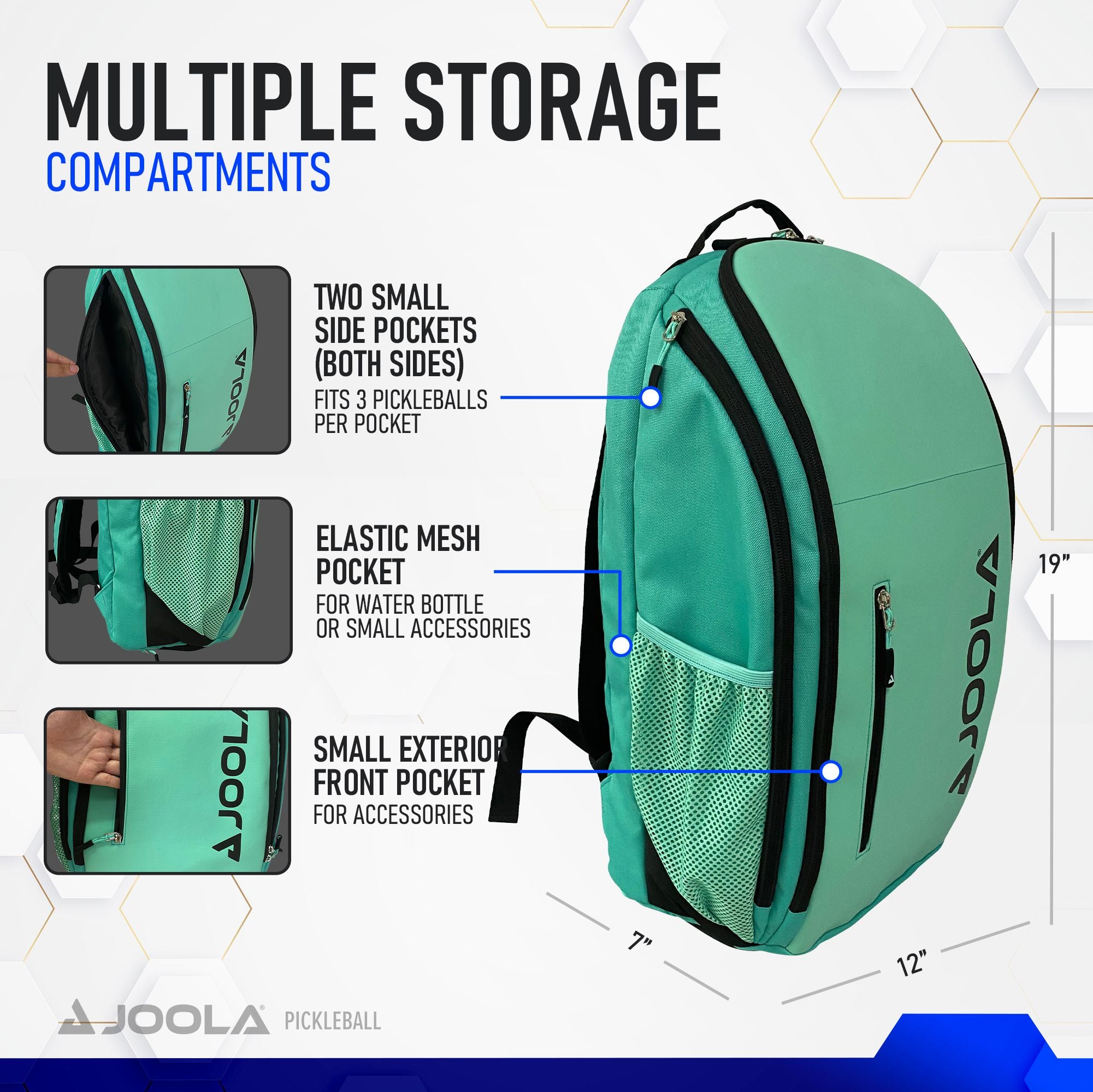 JOOLA Vision II Table Tennis Backpack (Petrol/Teal) - Premium Ping Pong Equipment Storage for Paddles, Balls & Accessories - Perfect for Tournaments & Practice Sessions