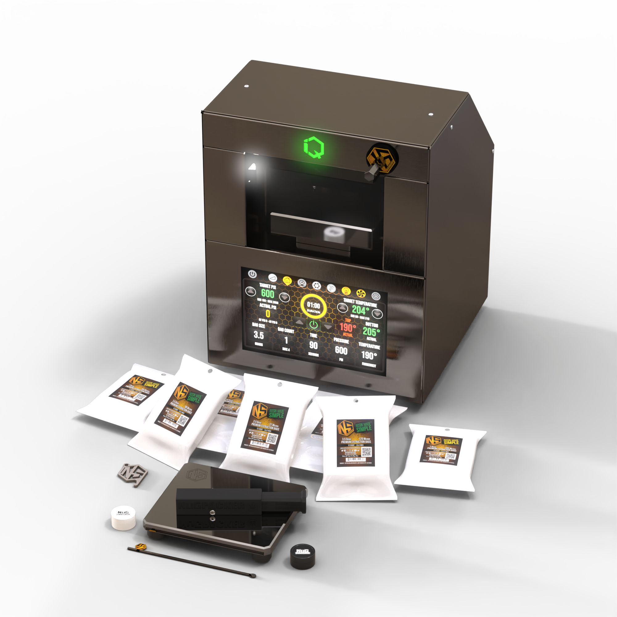 NugSmasher IQ 4 Ton Electric Rosin Press Kit - Premium Rosin Extraction Machine for Home & Commercial Use - Perfect for DIY Concentrates, Essential Oils & CBD Extraction