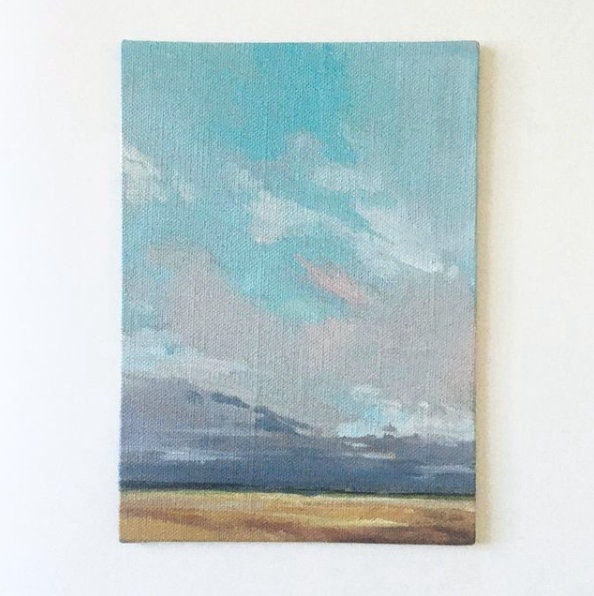Soft Sky - Original Oil Painting on Panel 7x5 Inches - Handmade Wall Art for Home Decor, Office & Gift Giving