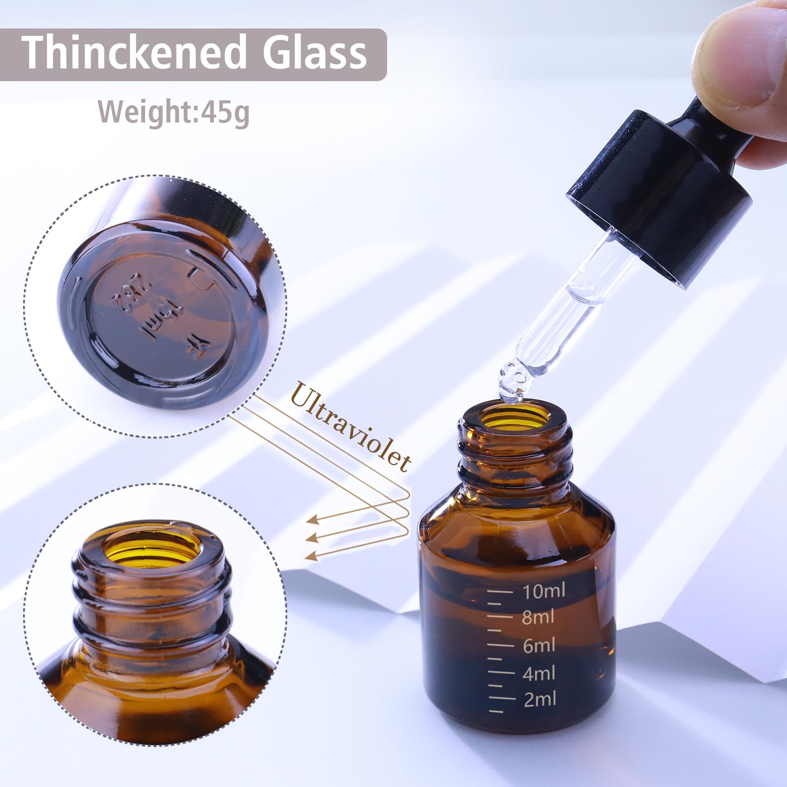 15ml Amber Glass Dropper Bottles with Measurement - 1/2 oz Essential Oil Jars with Glass Eye Dropper for Aromatherapy, Tinctures, DIY Skincare & Herbal Extracts - Perfect for Home, Travel & Gift Packaging
