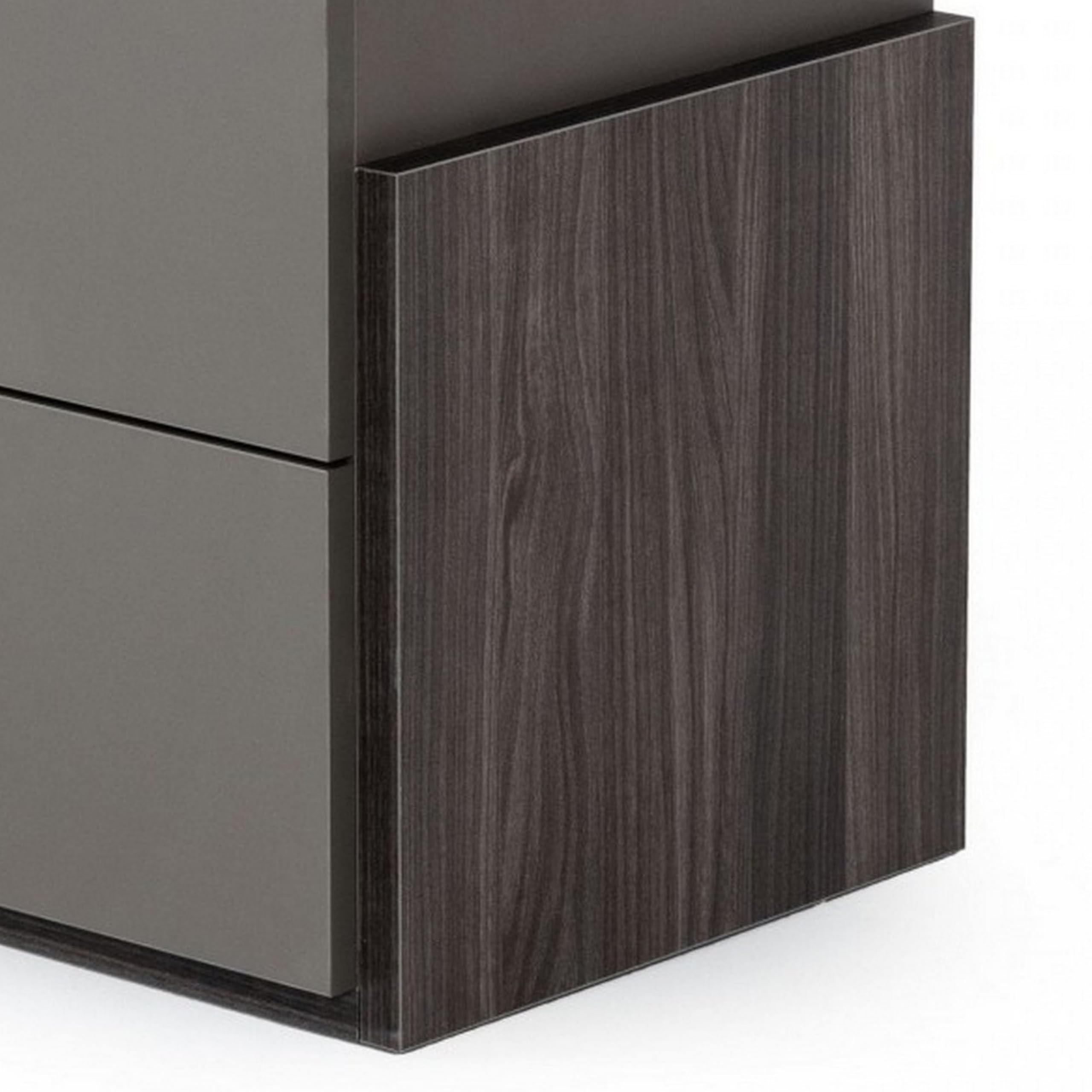 Benjara Gray Wooden Nightstand with 2 Self-Closing Drawers - Bedroom Side Table for Small Spaces, Modern Bedside Storage Furniture