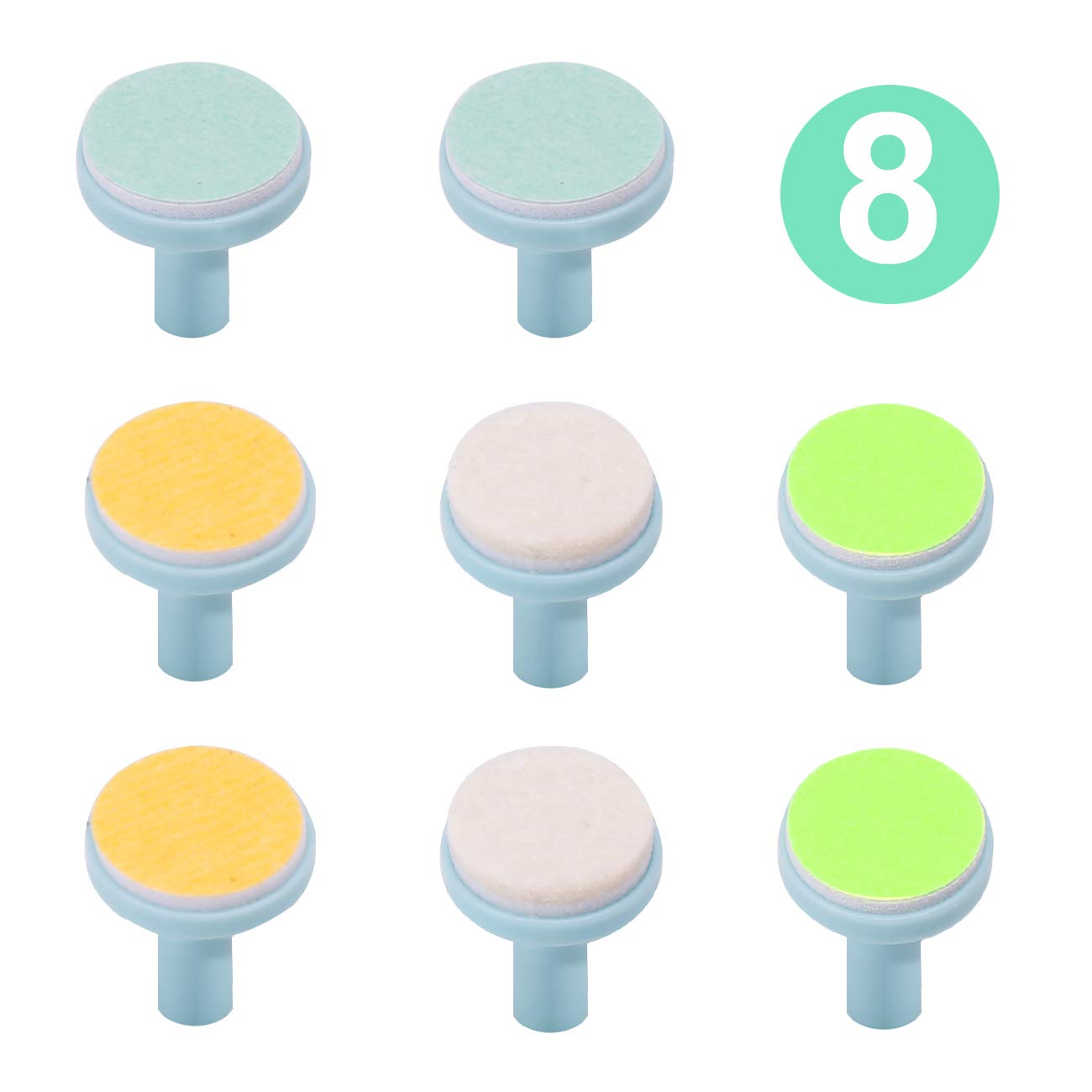 Baby Nail File Replacement Pads & Grinding Heads - 8 Pack Teal Polish Discs for Electric Nail Trimmer - Safe Toe & Fingernail Care for Infants, Toddlers & Kids - Perfect for Gentle At-Home Manicures & Baby Grooming Kits