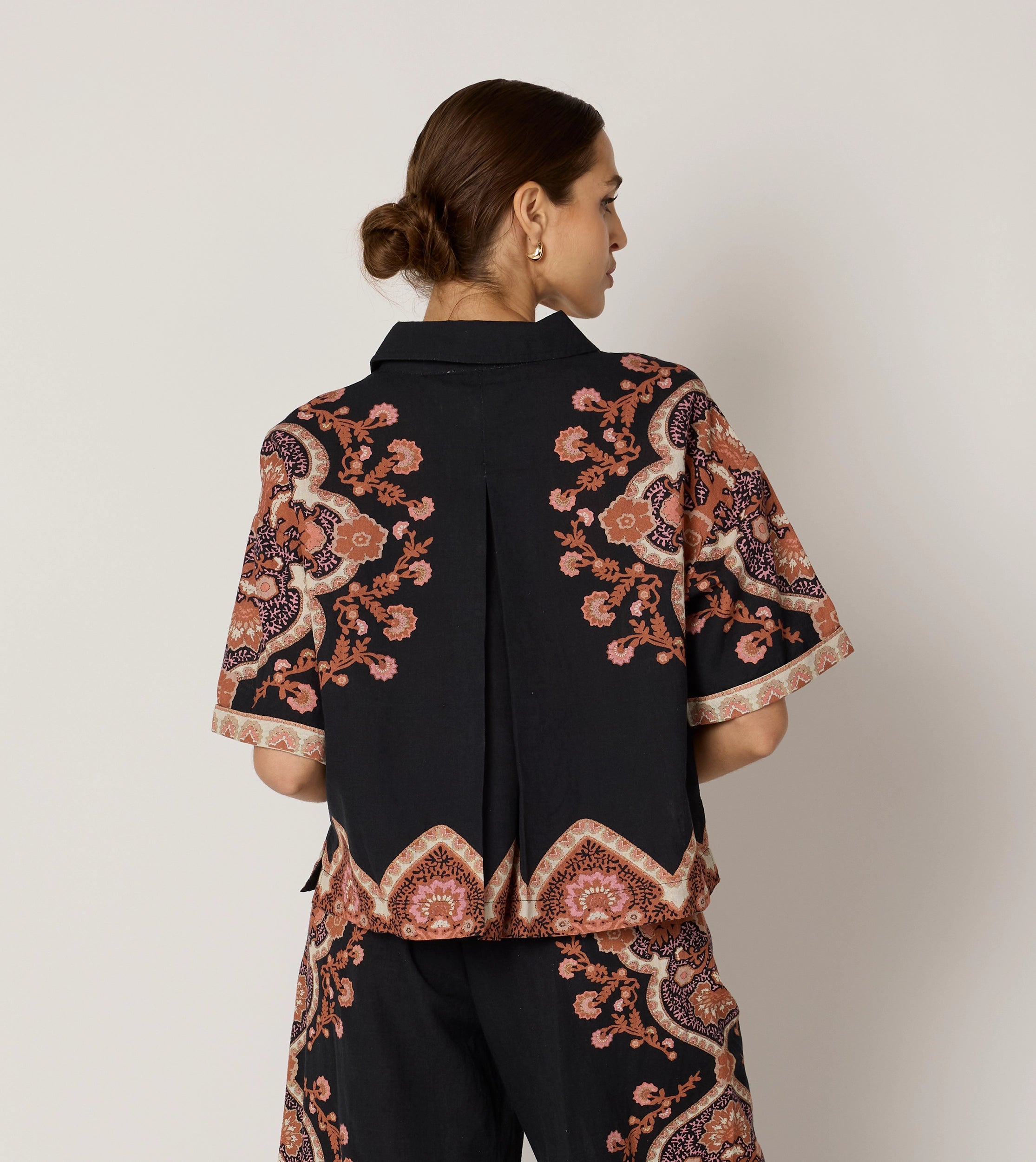 Jeni Blouse Women's Fashion Top | Dark Lagos Print Long Sleeve Blouse for Work, Office, and Casual Wear