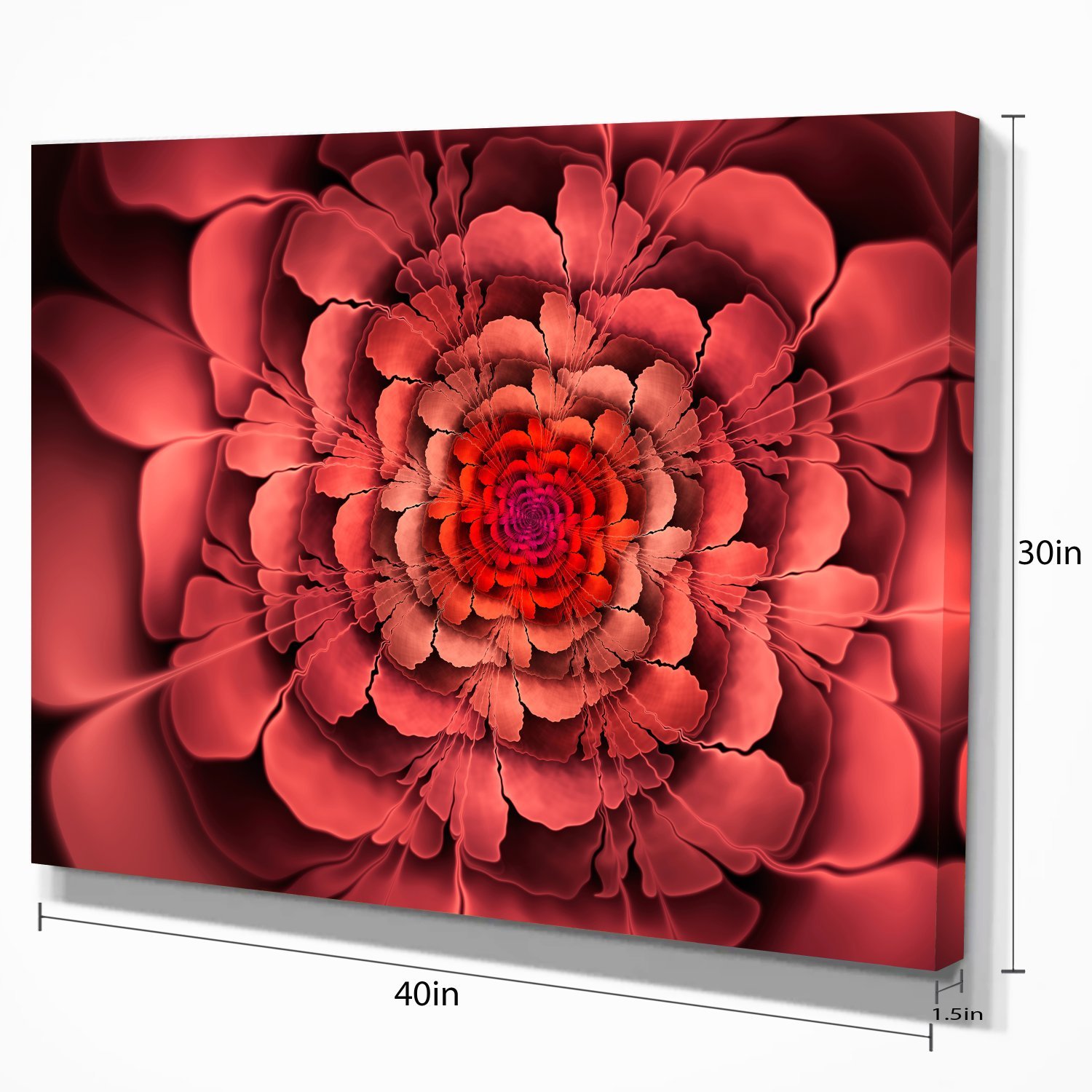 Vibrant Pink Fractal Floral Canvas Art Print - Stunning Wall Decor for Living Room, Bedroom & Office | Handmade Dense Petals Design