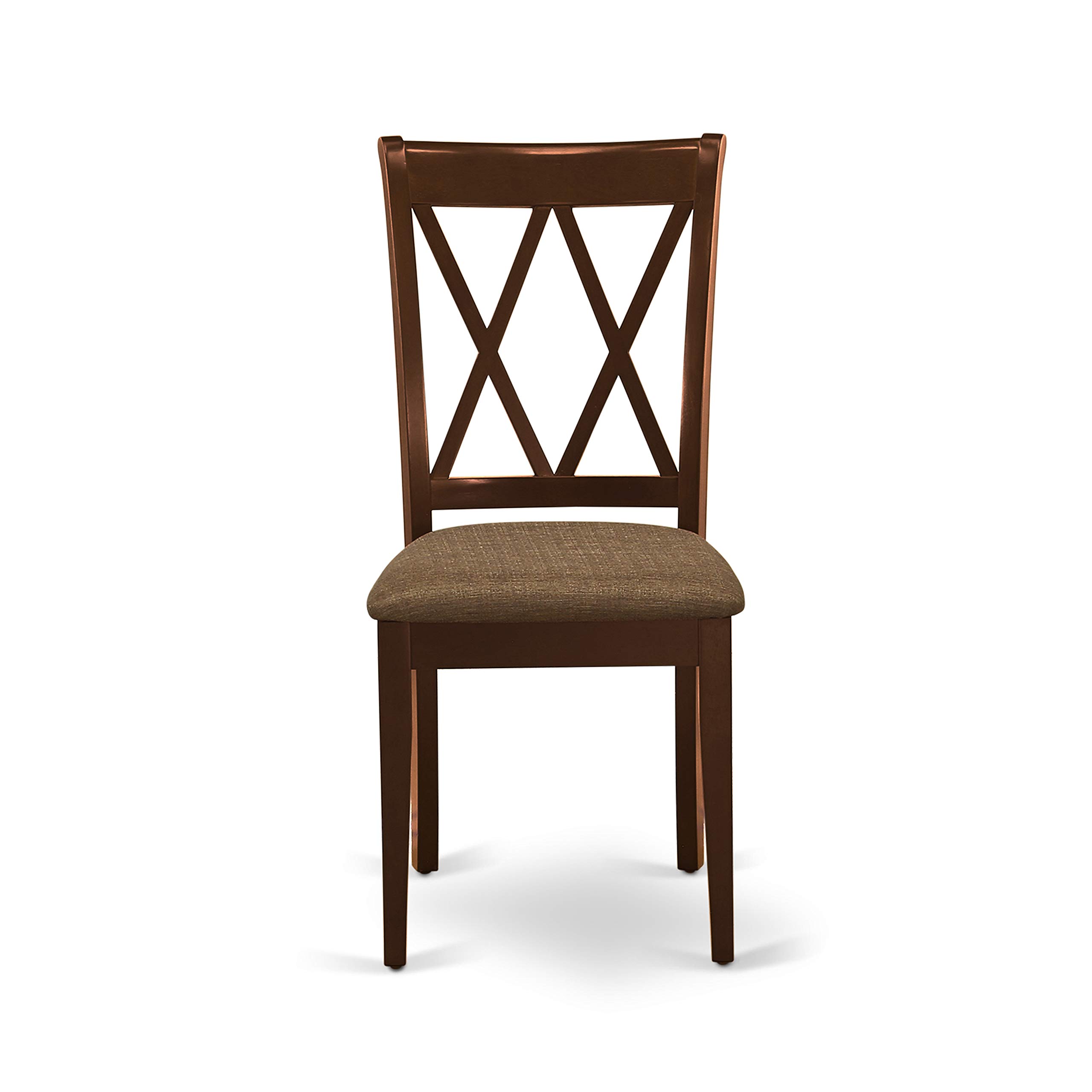 East West Furniture ESCL3-MAH-C 3 Piece Round Dining Table Set with Pedestal Base & 2 Upholstered Chairs, 30x30 Inch, Mahogany - Perfect for Small Kitchen, Breakfast Nook, or Apartment Dining Space