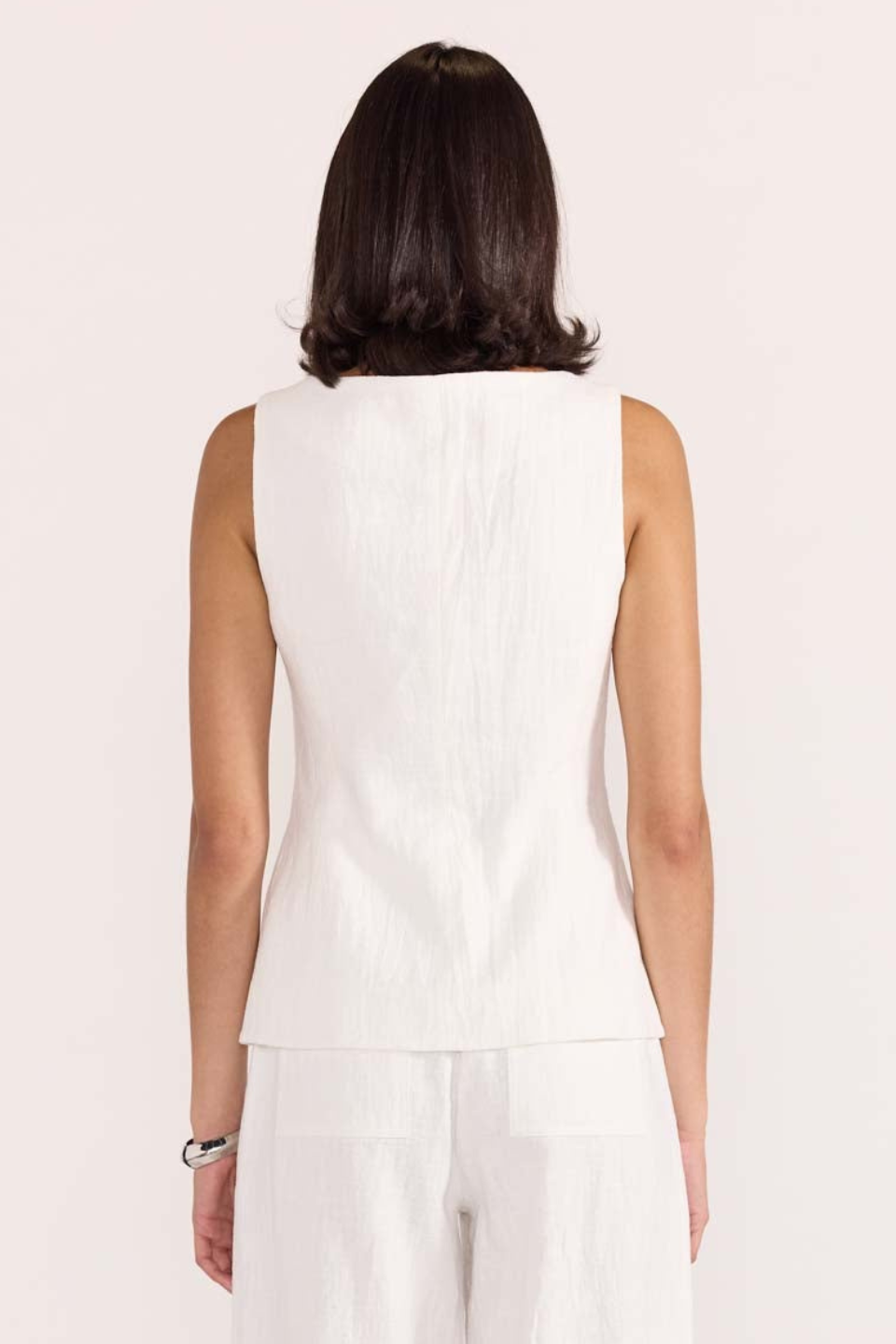 Eden White Silver Button Vest for Women - Elegant Formal Wear for Office, Parties & Special Occasions
