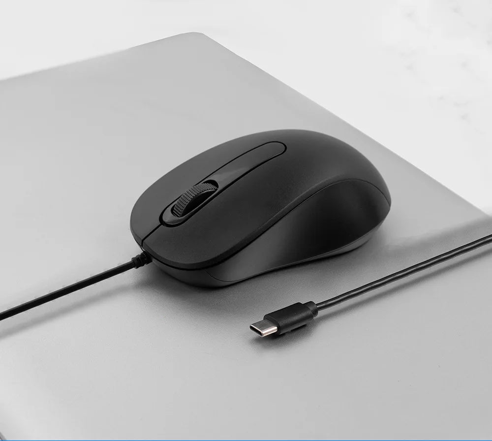 Ergonomic Silent USB-C Wired Mouse for Office, Gaming & Home Use - Comfortable & Noise-Free Clicking