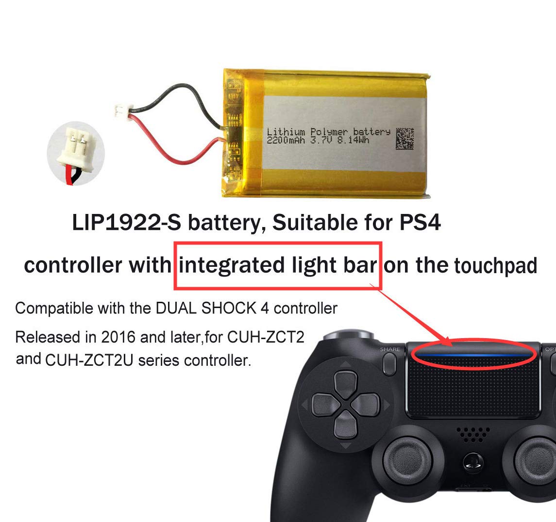 Original Lithium Battery LIP1922-S 3.7V 2200mAh Replacement Battery for PS4 Controller - Compatible with DUALSHOCK 4 Wireless Controller & PS4 Pro CUH-ZCT2 - Long-Lasting Gaming Power for Extended Play Sessions