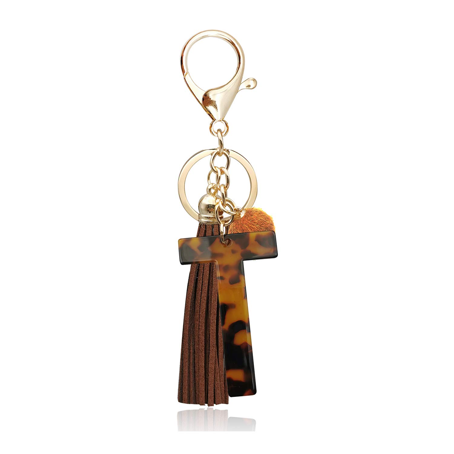 Leopard Print Alphabet Initial Letter Keychain with Tassel Pendant - Personalized Key Ring for Women & Girls - Perfect for Purse, Handbag, Backpack & Gift Giving