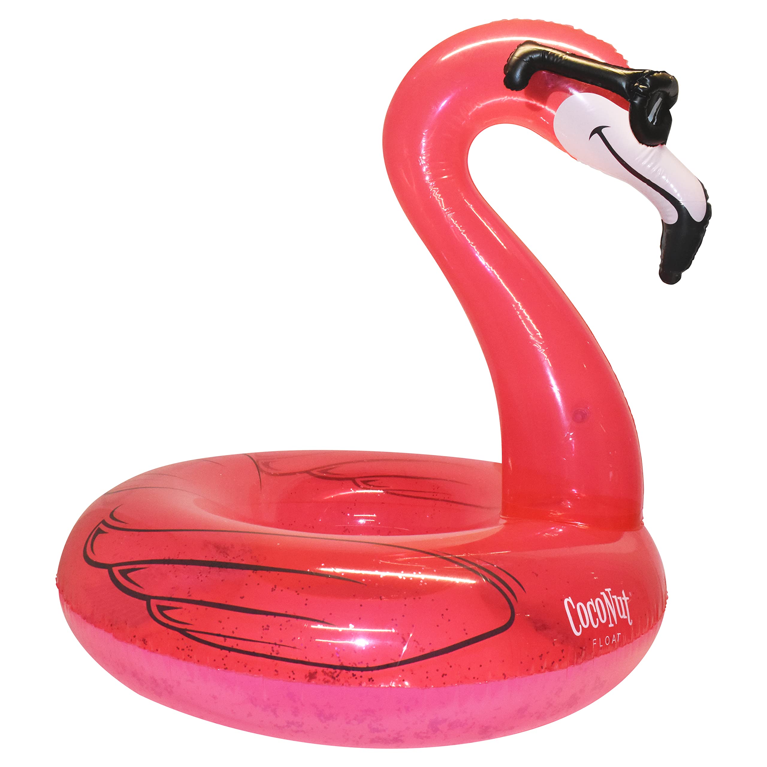 Coconut Outdoor Flamingo with Shades Pool Float – Inflatable Pool Ring for Adults & Kids – Durable Lounge Tube, Summer Water Toy – Fun Flamingo Decor for Pool Parties, Beach Vacations, Backyard Gatherings – Ages 8+ Years