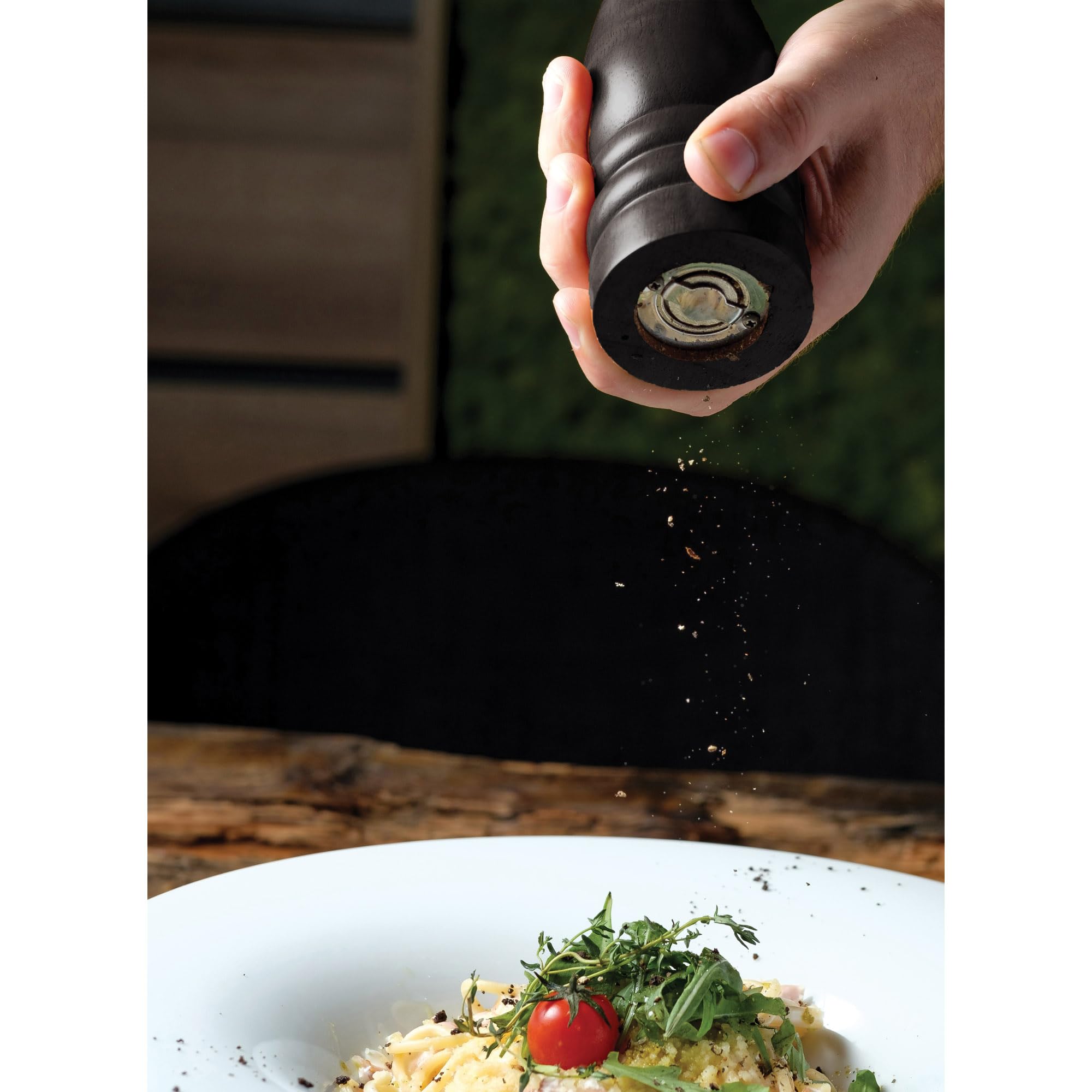 Premium HIC Kitchen Salt and Pepper Grinder Set - Adjustable Ceramic Grinding Mechanism, Natural Rubberwood, Espresso Finish (6-Inch) - Perfect for Dining Tables, Kitchen Countertops & Gourmet Cooking