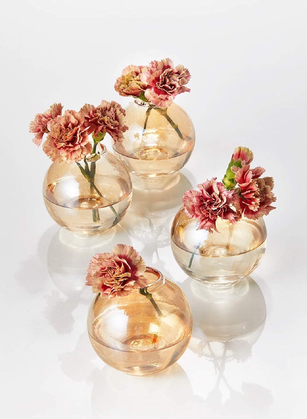 48 Amber Luster Ball Glass Bud Vases Set - 3