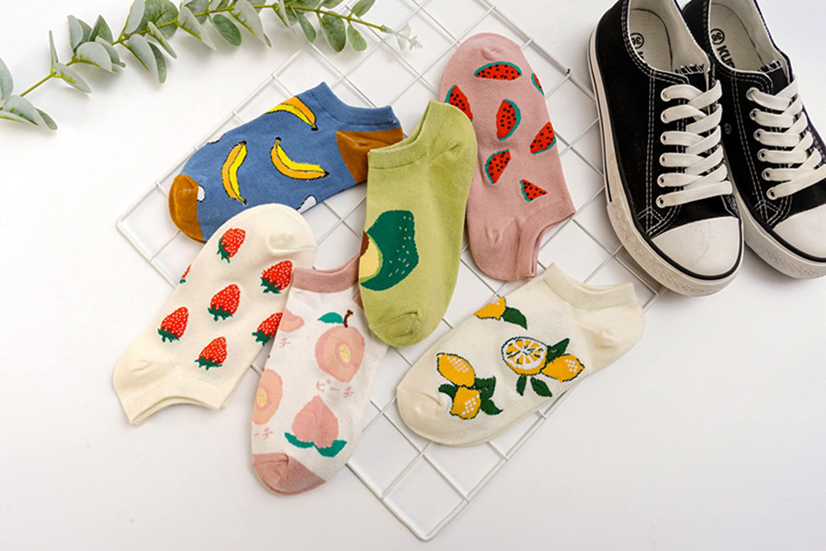 Cute Fruit Embroidered Ankle Socks for Women - Low Cut Cotton Socks for Ladies & Girls - Perfect for Casual Wear, Gifts, and Everyday Fashion