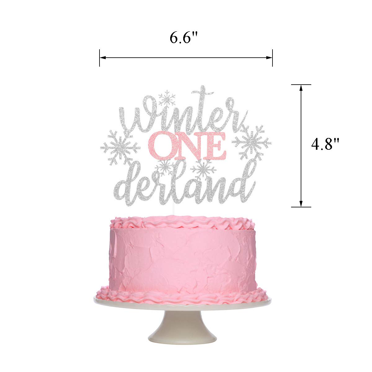 Silver & Pink Glitter Winter Onederland Cake Topper - 1st Birthday Cake Decorations for Winter Wonderland Theme Parties | Perfect for Baby's First Birthday, Gender Reveal & Holiday Celebrations