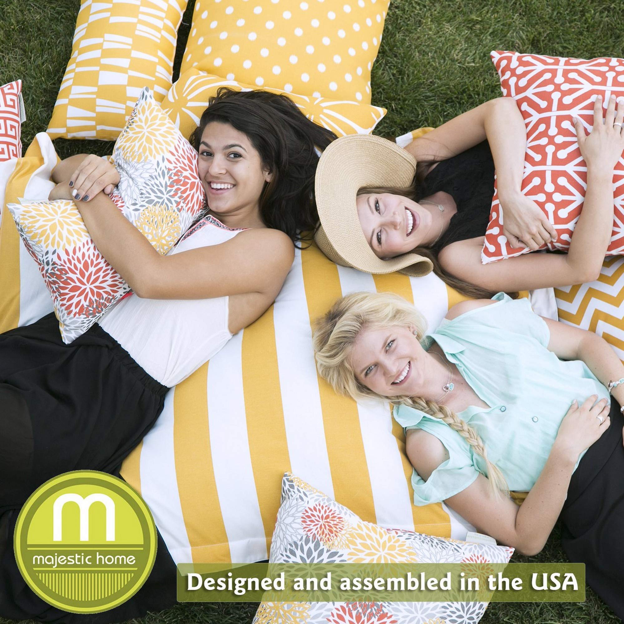 Majestic Home Goods Large Classic Bean Bag Chair with Polka Dot Design - Black - Perfect for Kids' Rooms, Game Rooms & Cozy Lounging